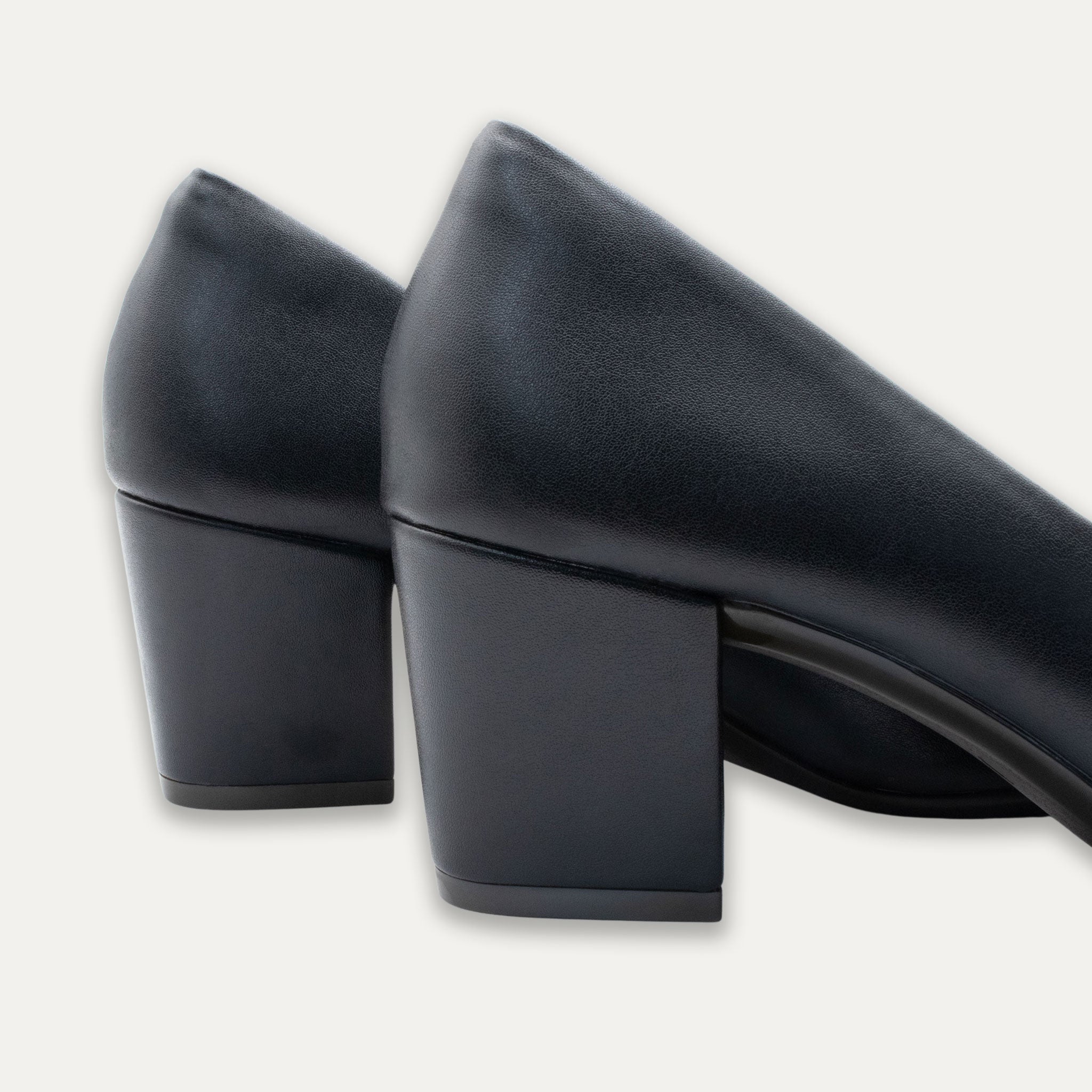 Valeria Black Pointed Toe Block Heels