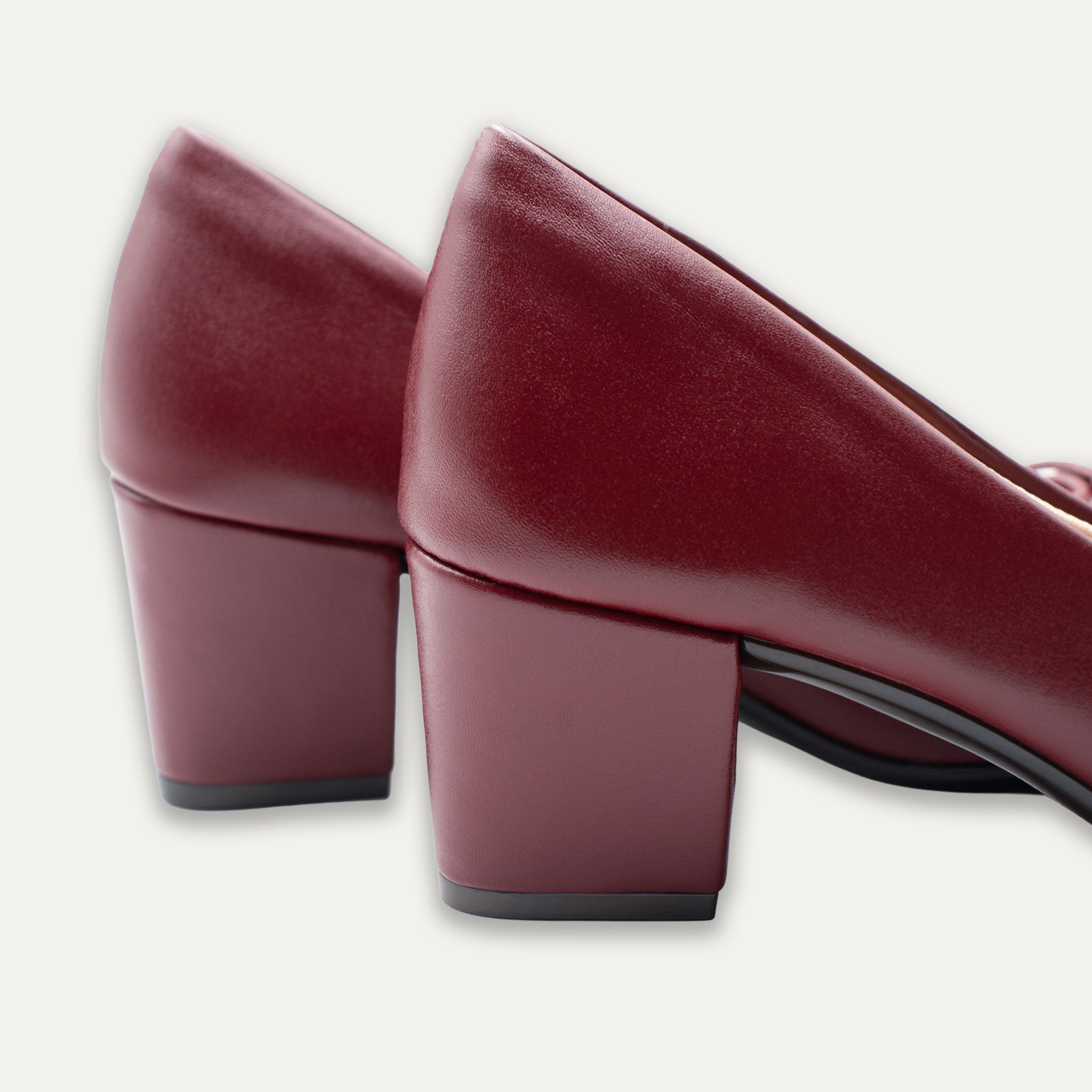 Verena Burgundy Pointed Toe Block Heels