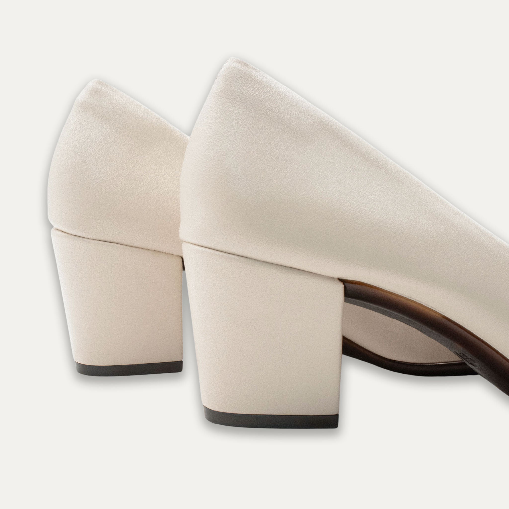 Verena Off-White Pointed Toe Block Heels