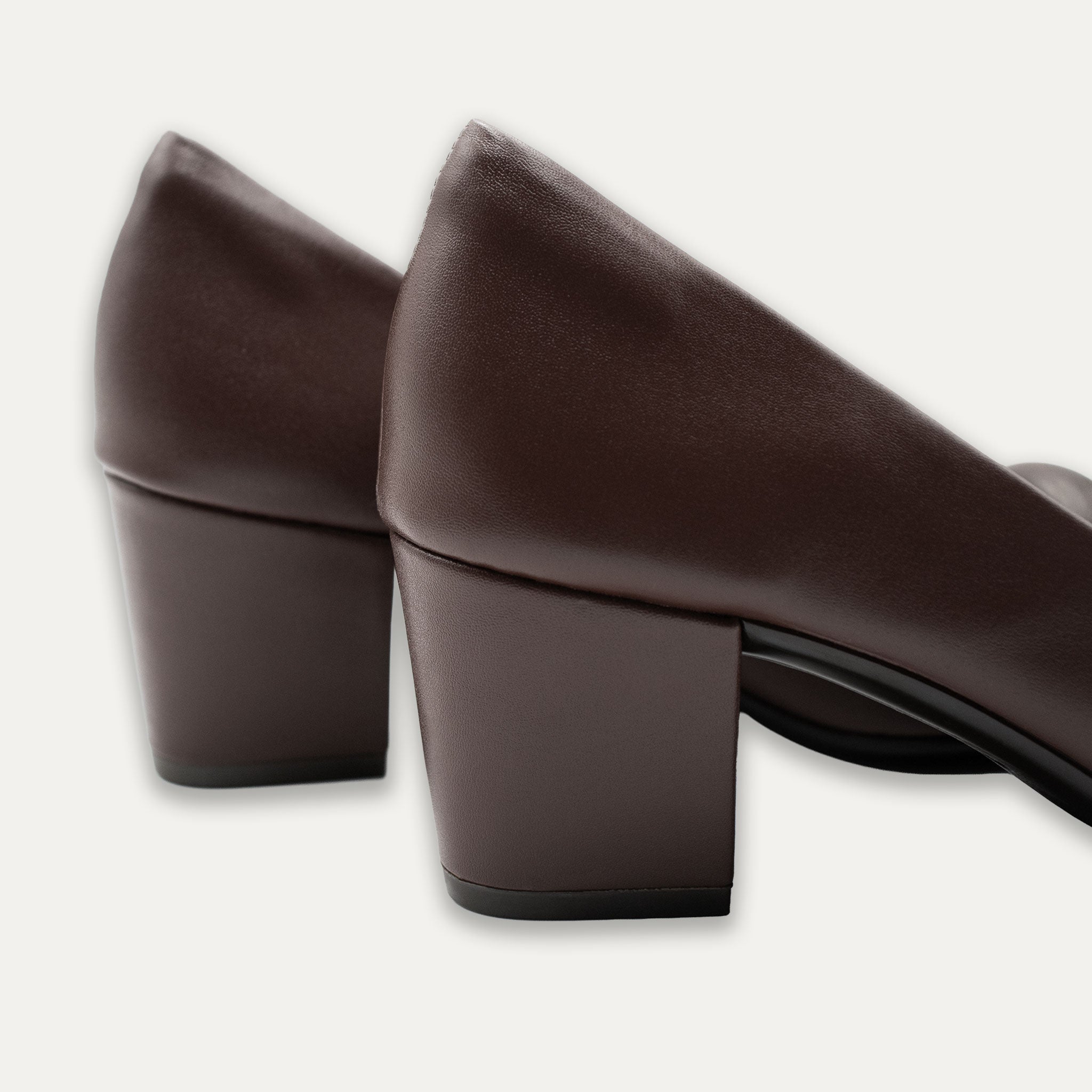 Verena Coffee Pointed Toe Block Heels