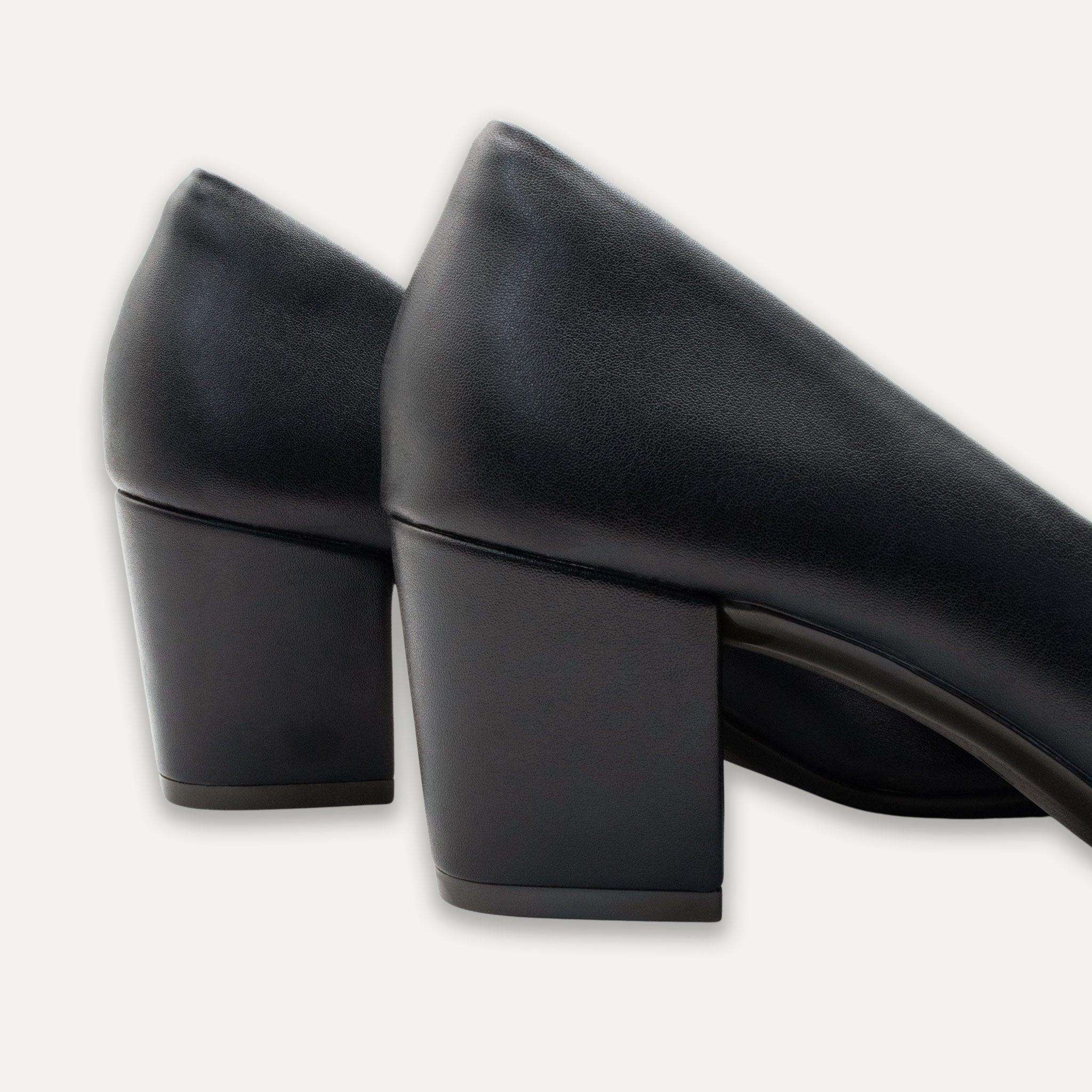 Verena Black Pointed Toe Block Heels