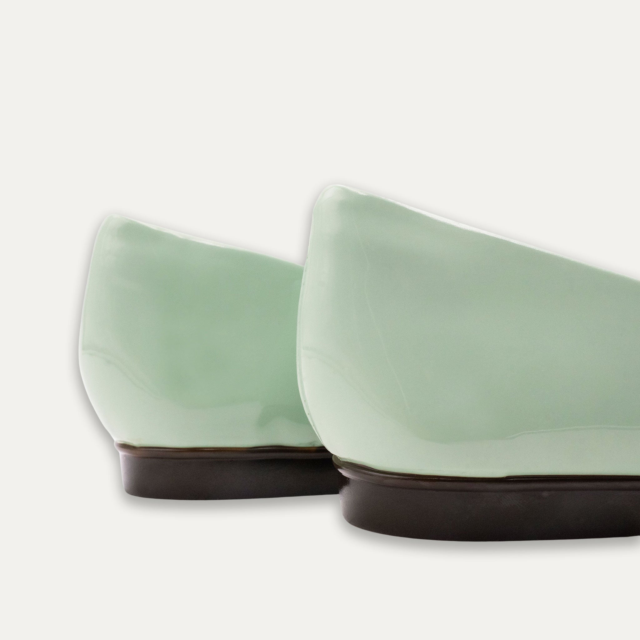 Adel Crystal Buckle Ballet Flats Matcha