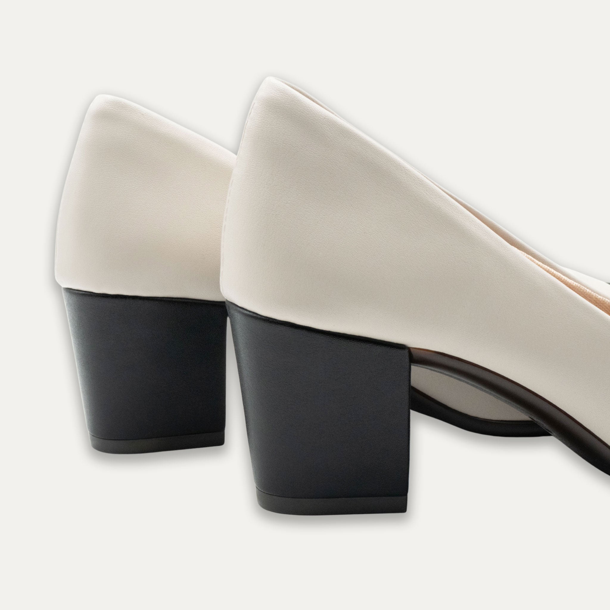 Vilma Two-Tone Off-White Block Heels