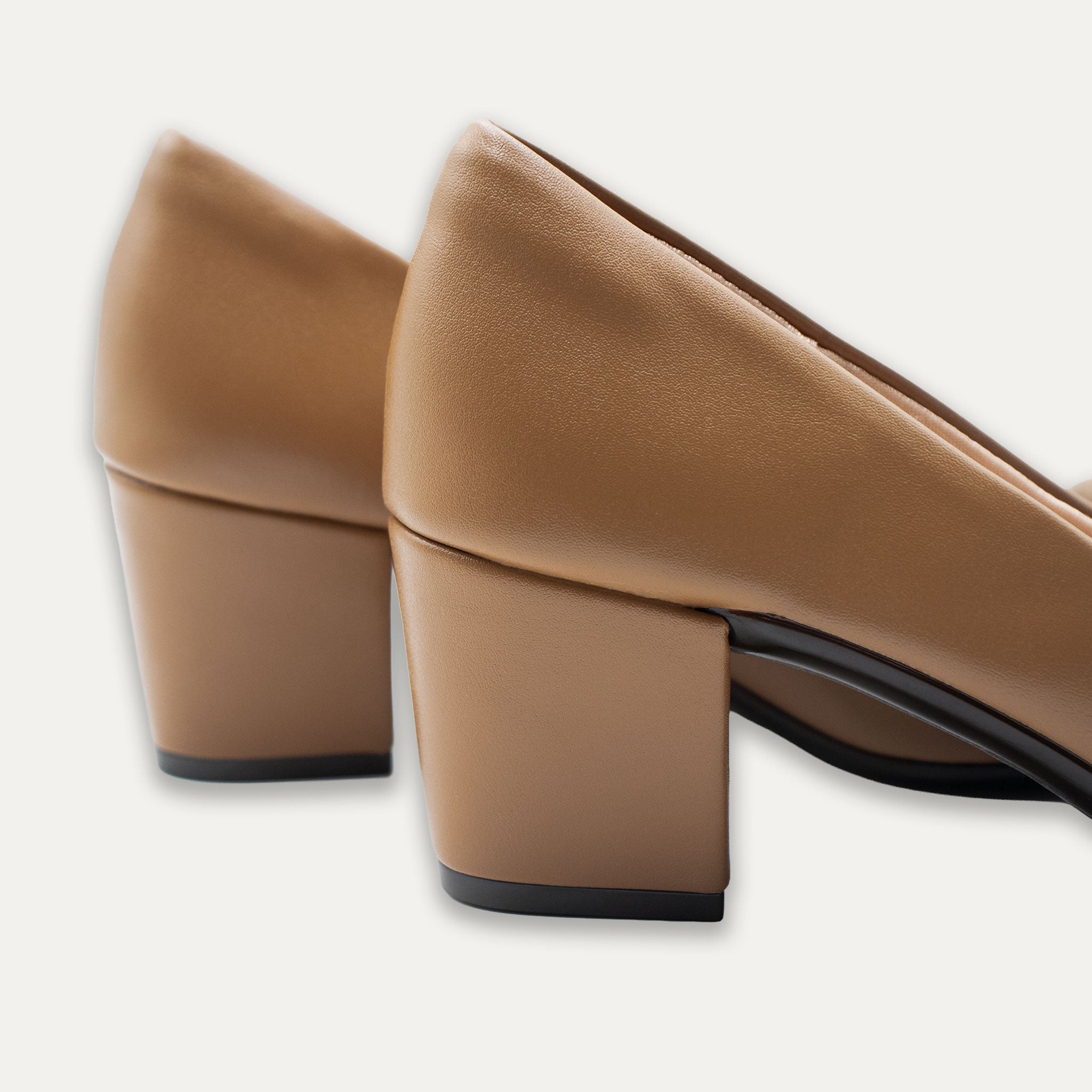 Verena Cappuccino Pointed Toe Block Heels