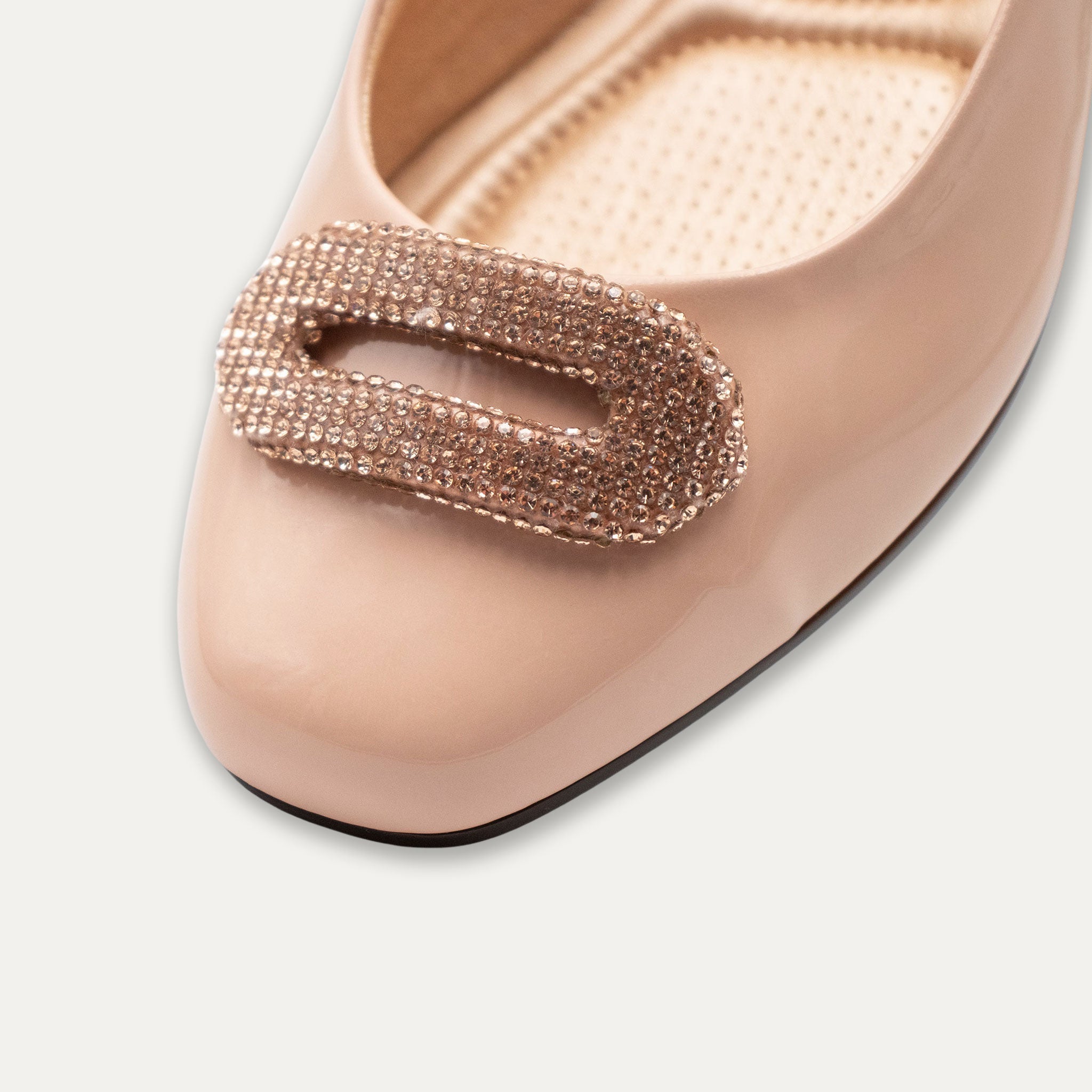 Adel Crystal Buckle Ballet Flats Pele
