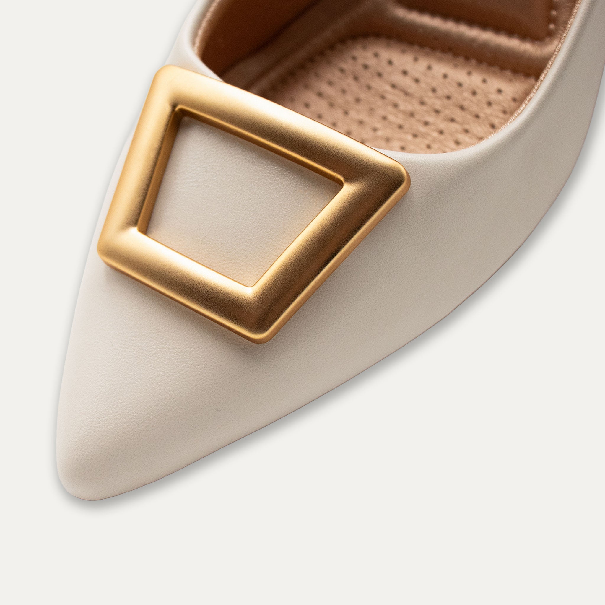Verena Off-White Pointed Toe Block Heels