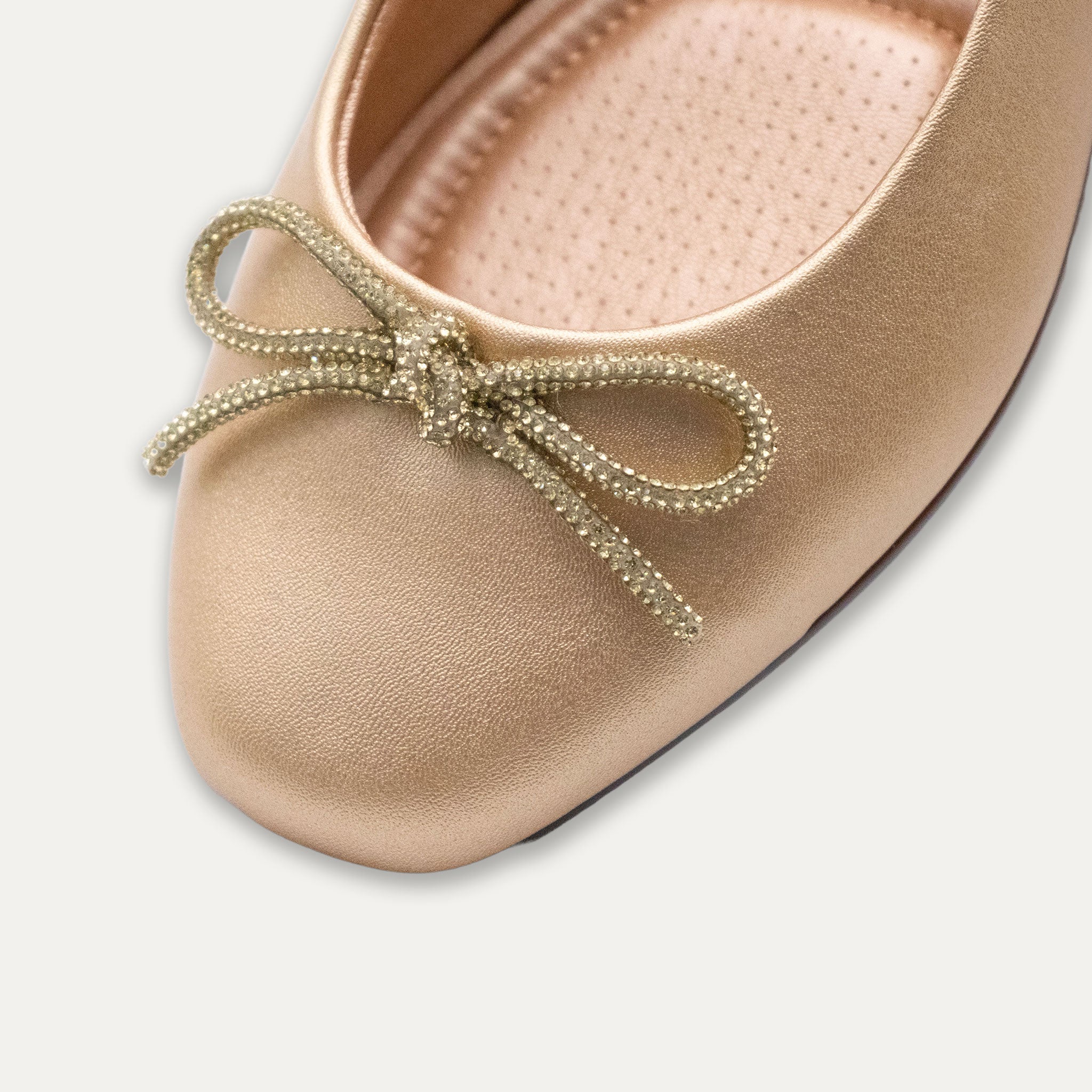 Lucia Metallic Bow Ballet Flats Light Gold
