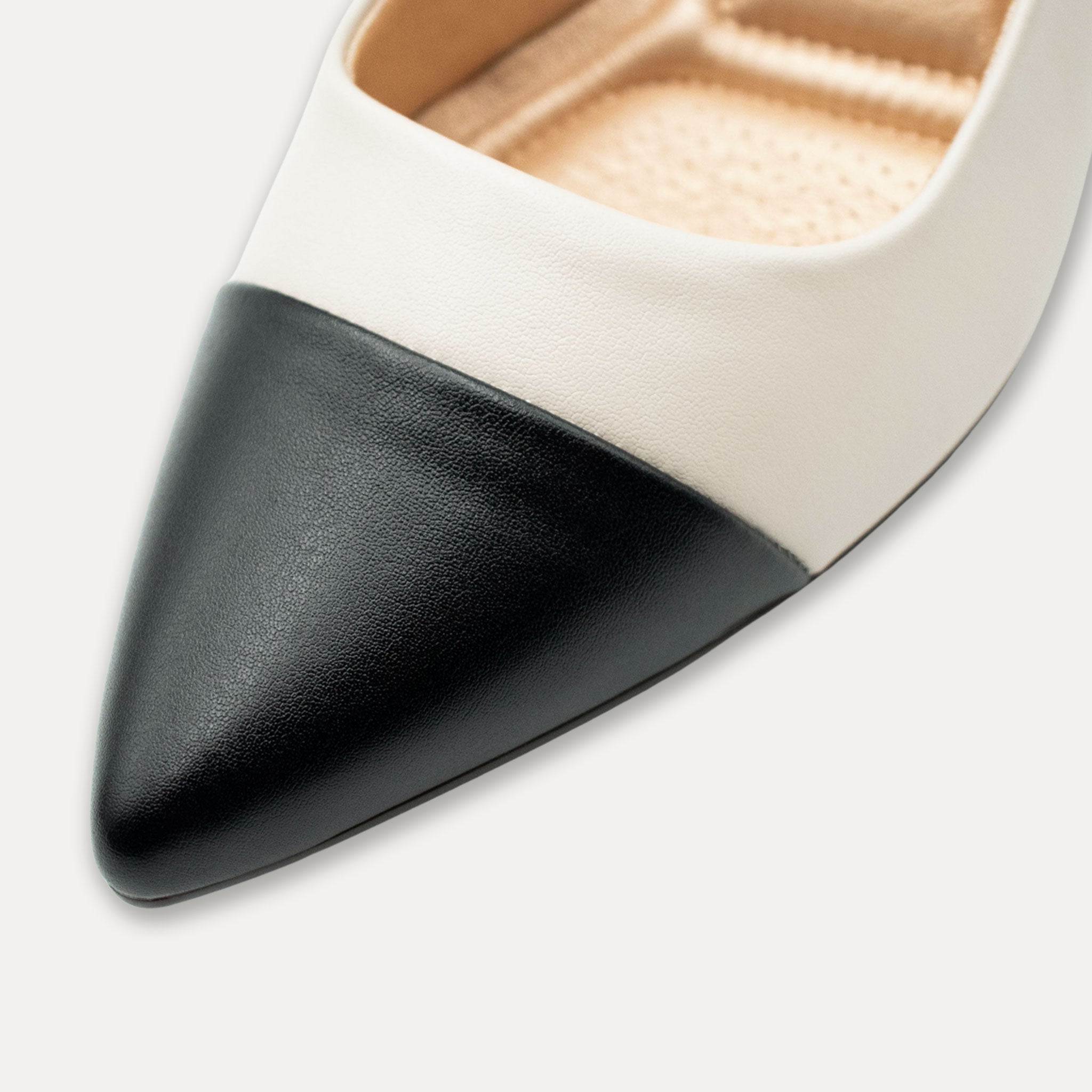 Vilma Two-Tone Off-White Block Heels