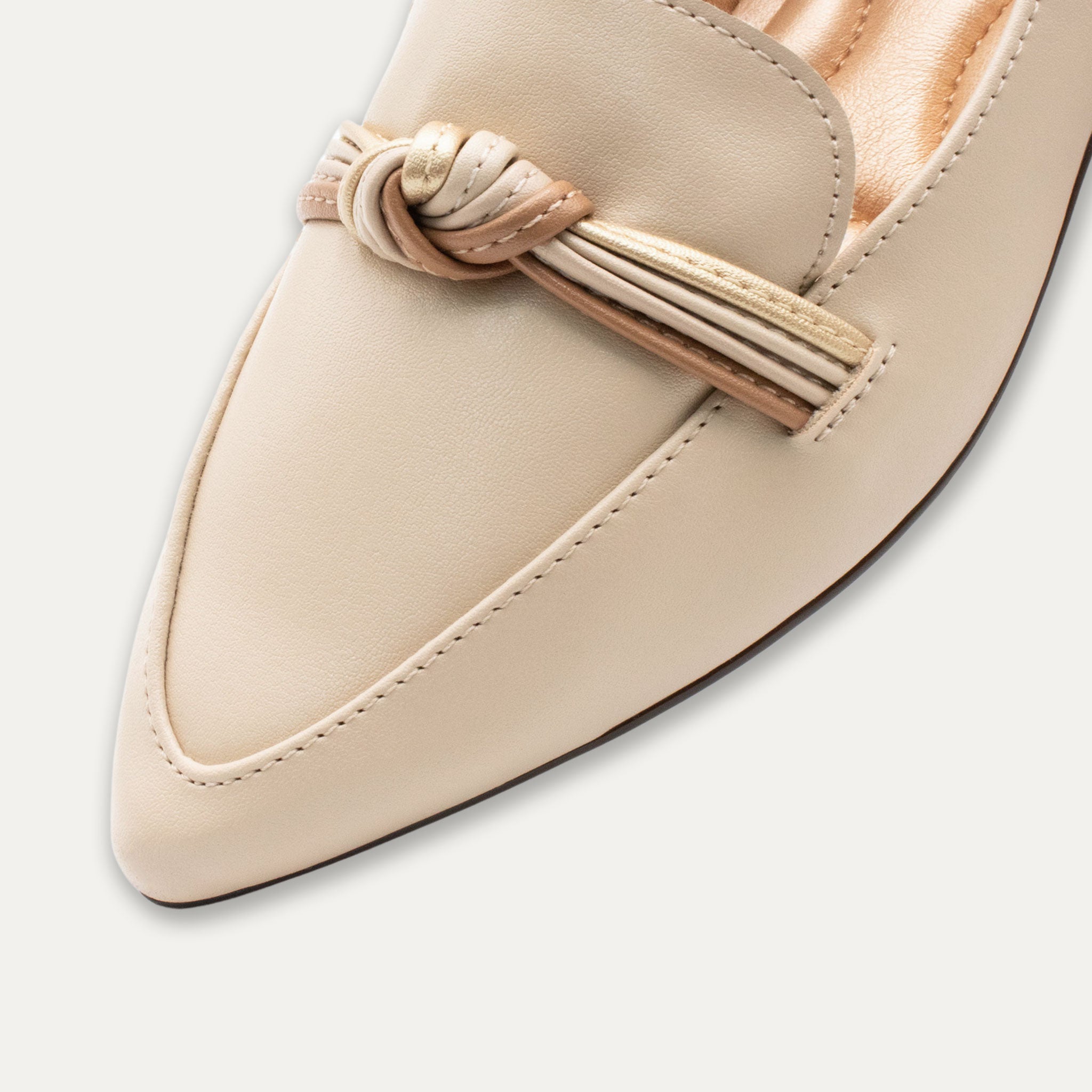 Leandra Cream Knotted Loafers