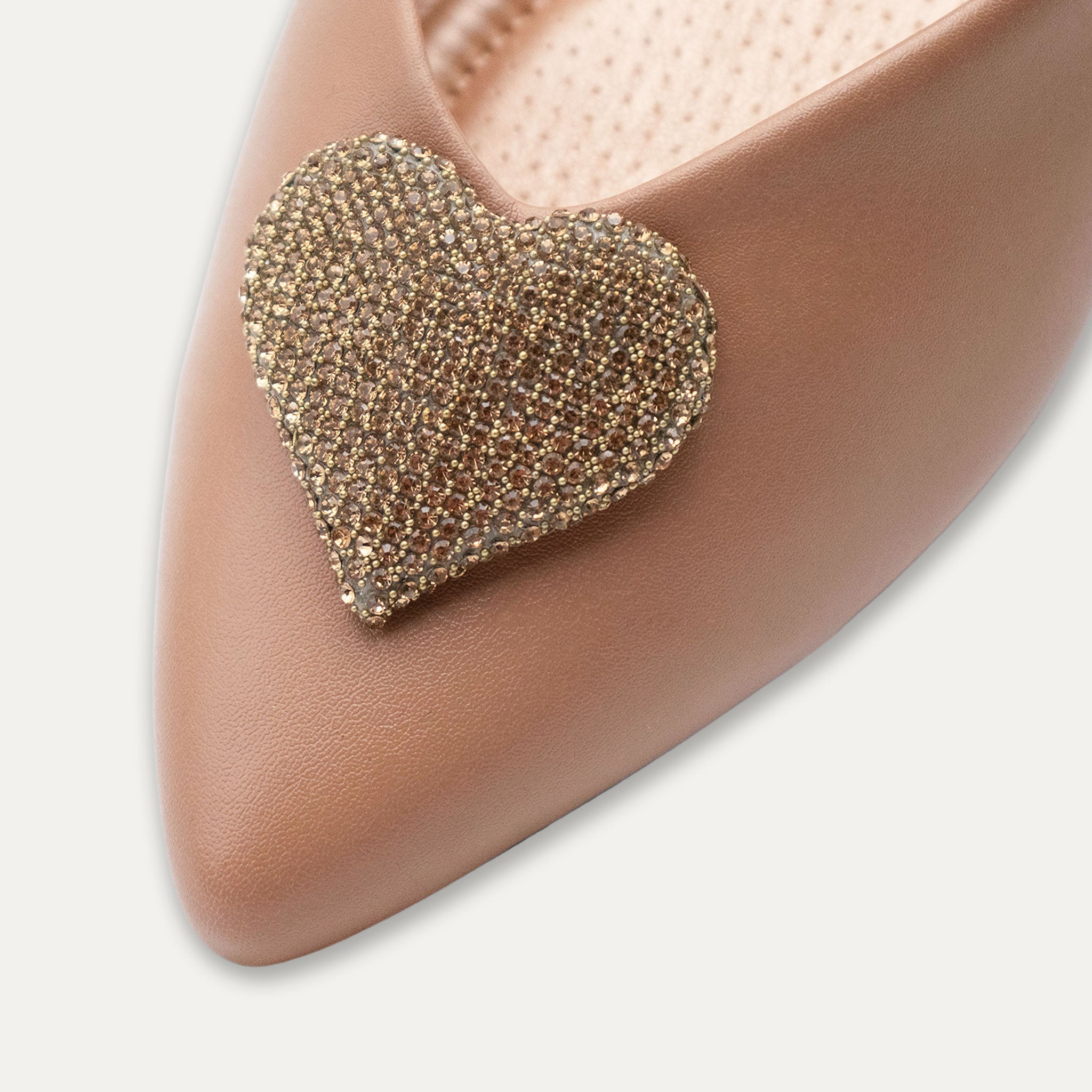 Leticia Heart Pointed Toe Flats Tan