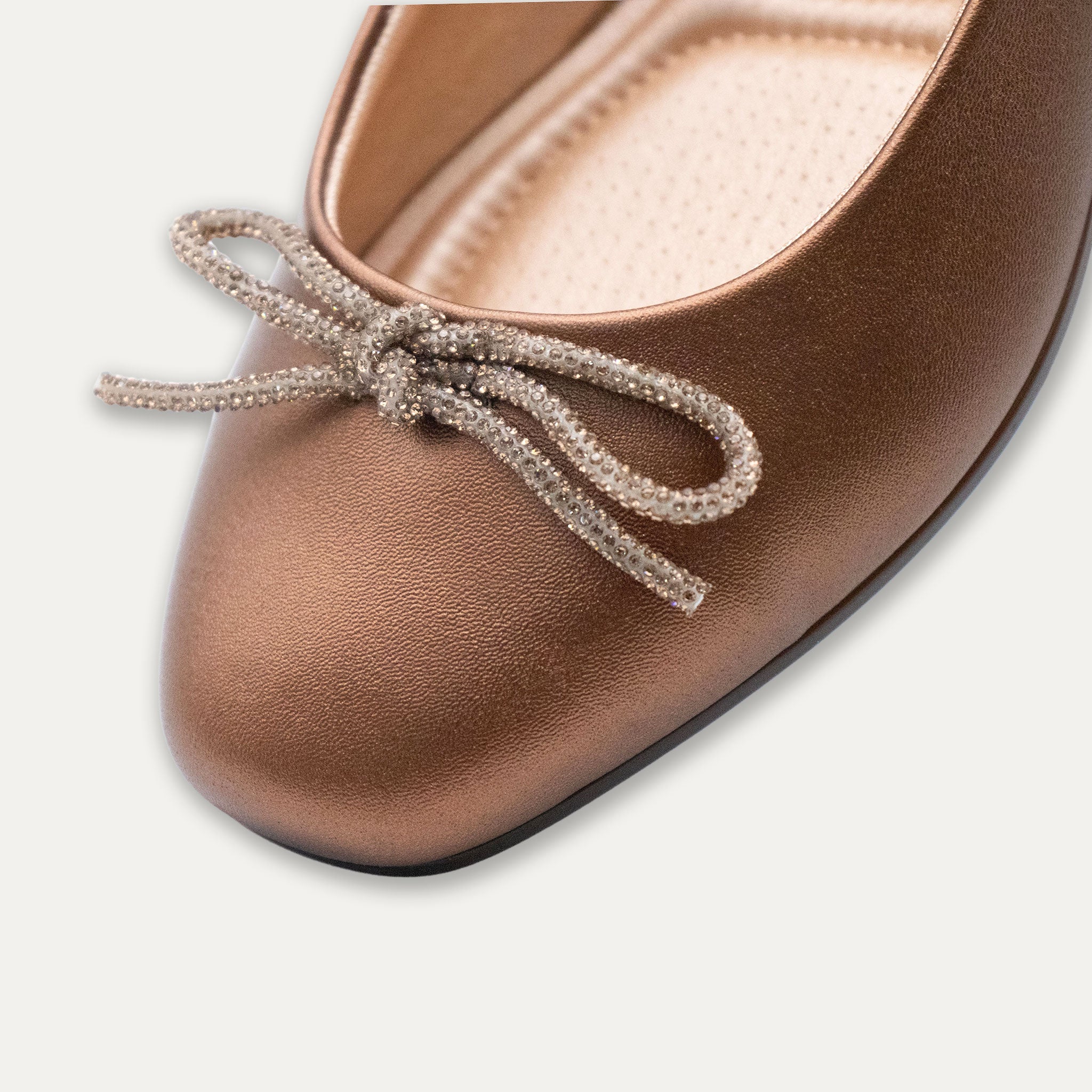 Lucia Metallic Bow Ballet Flats Bronze