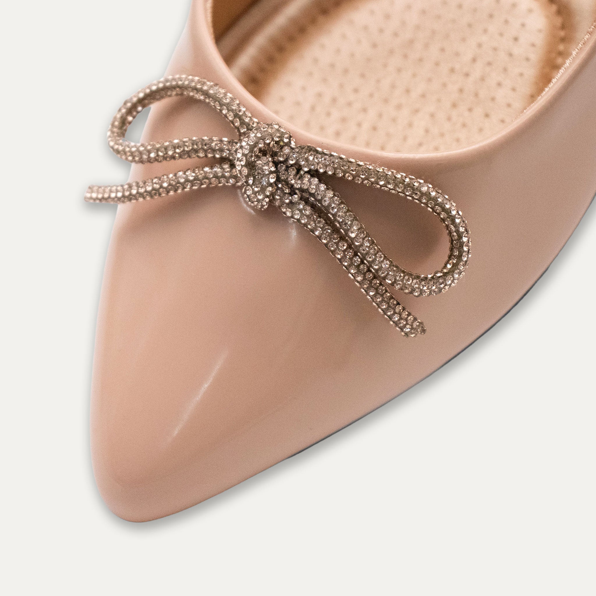 Luciana Crystal Bow Pointed Toe Flats Pele