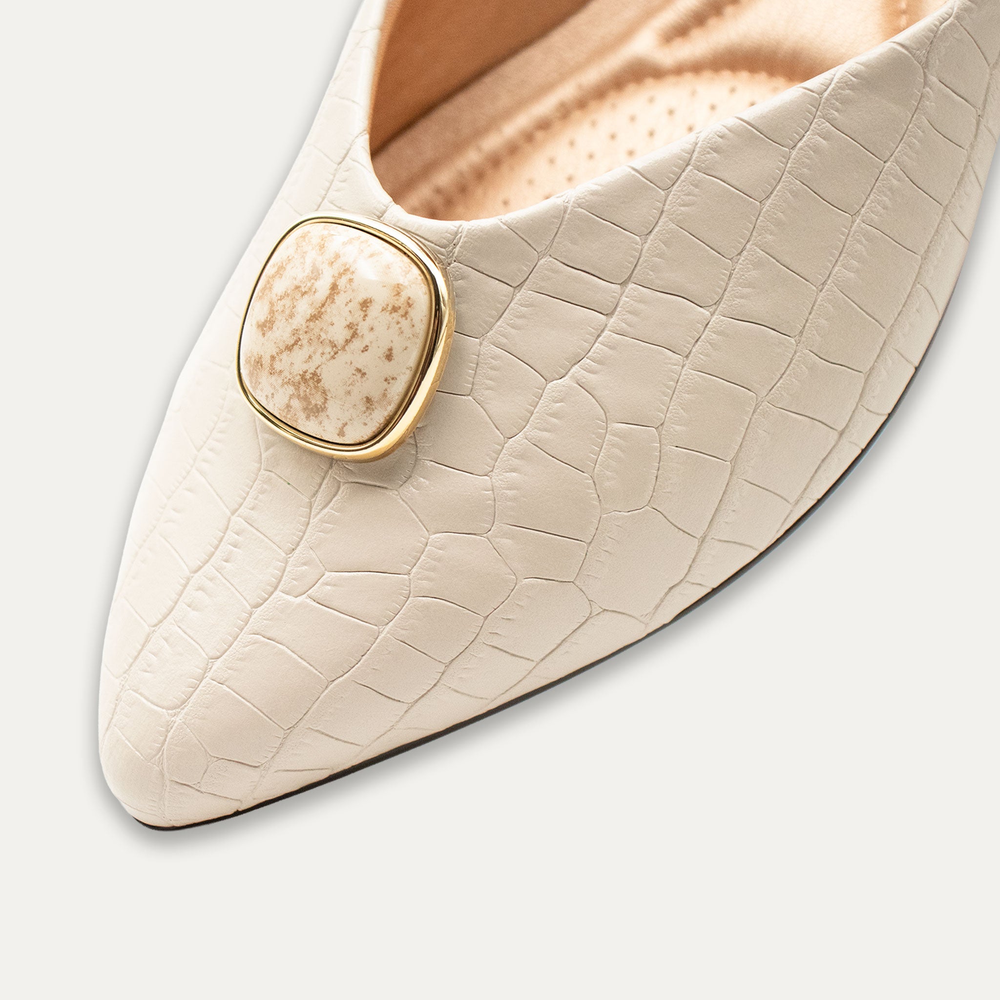 Antonia Off-White Pointed Toe Flats