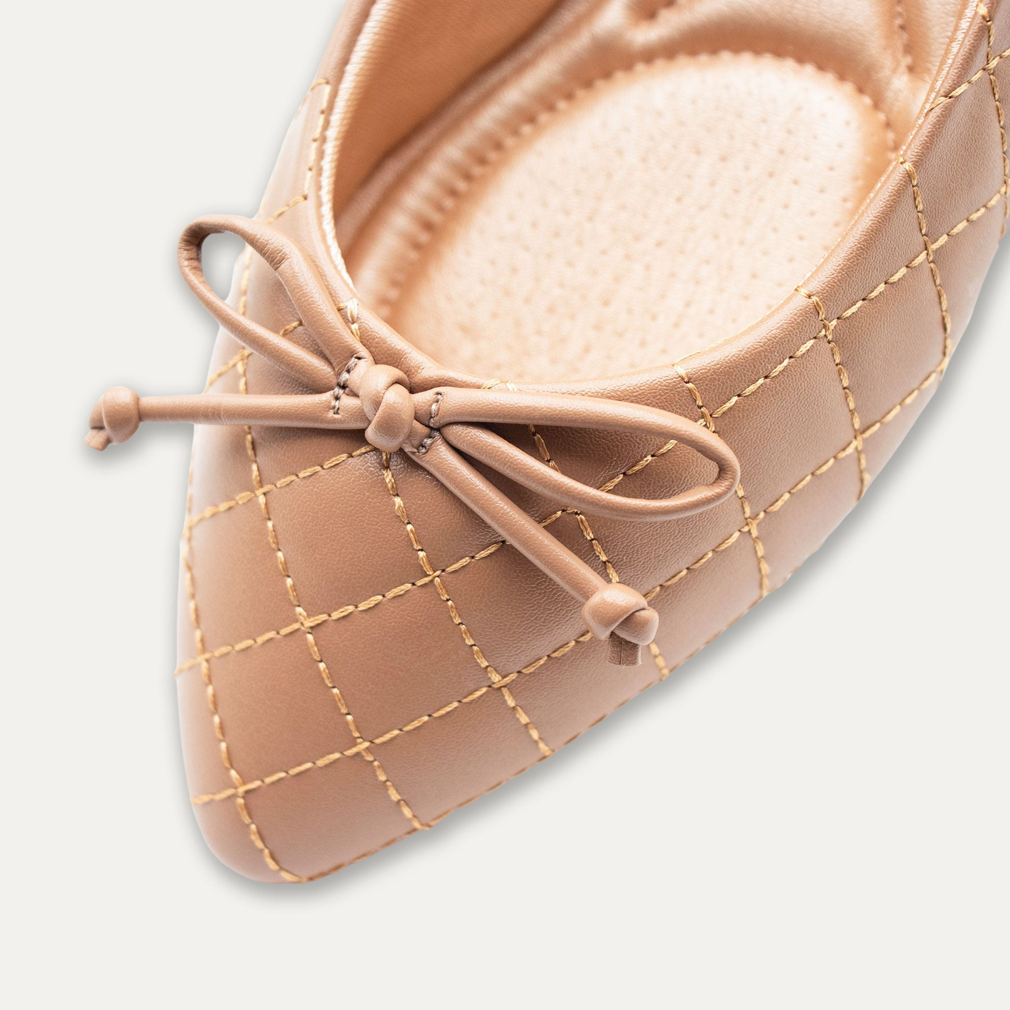 Adriana Bow Pointed Toe Flats Tan