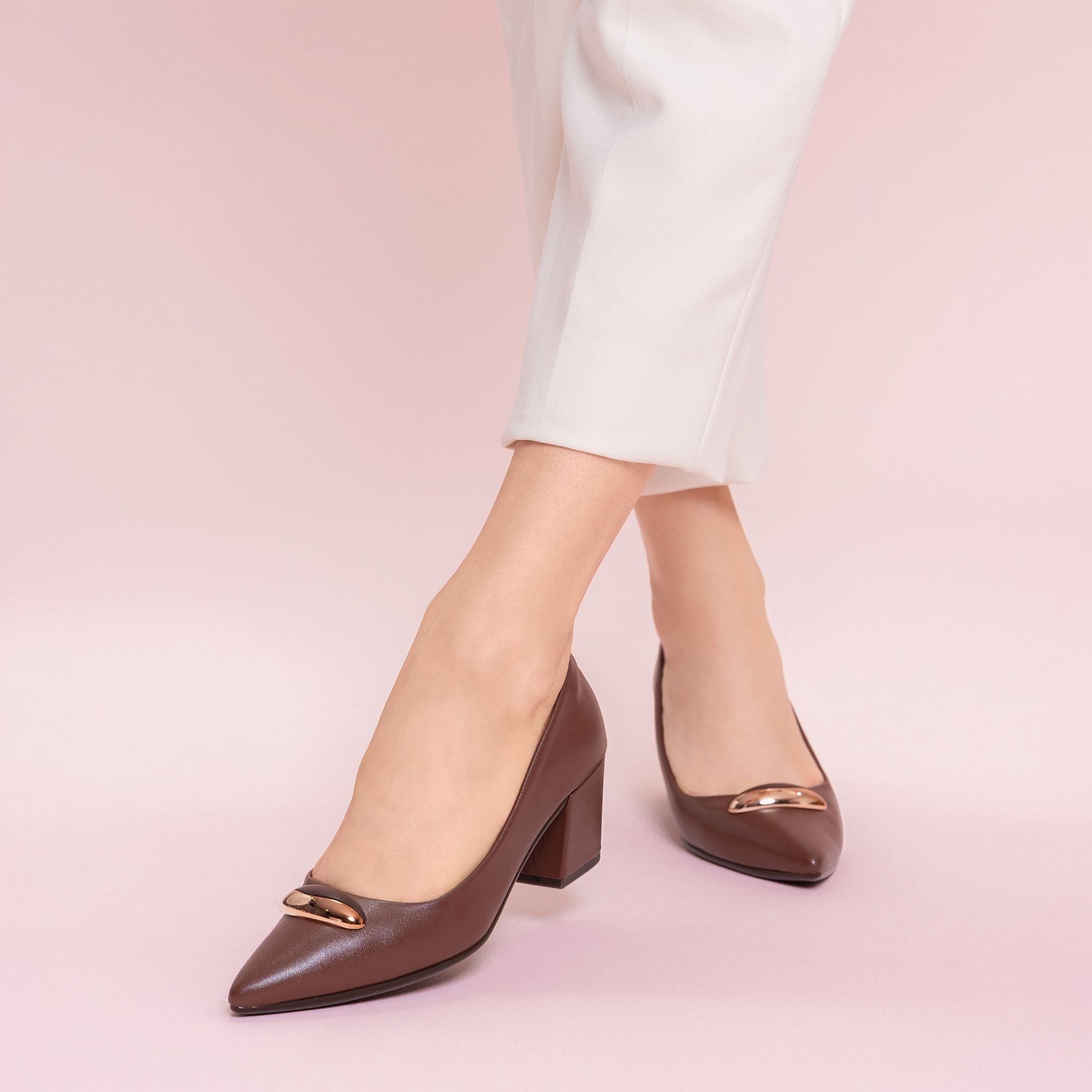 Violeta Espresso Pointed Toe Block Heels