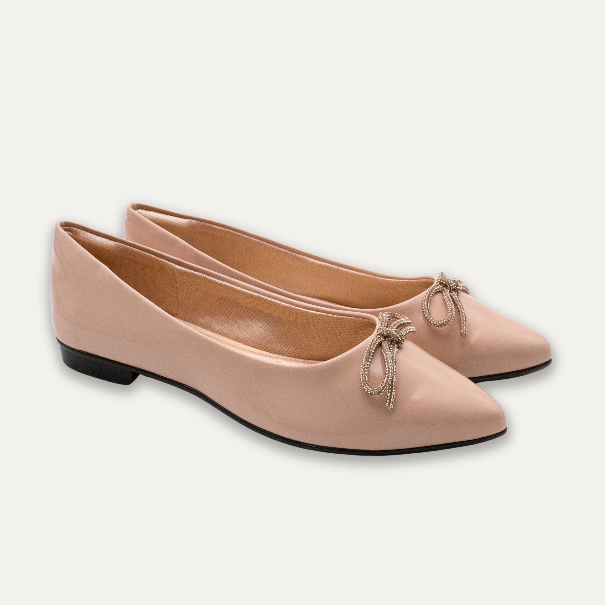 Luciana Crystal Bow Pointed Toe Flats Pele