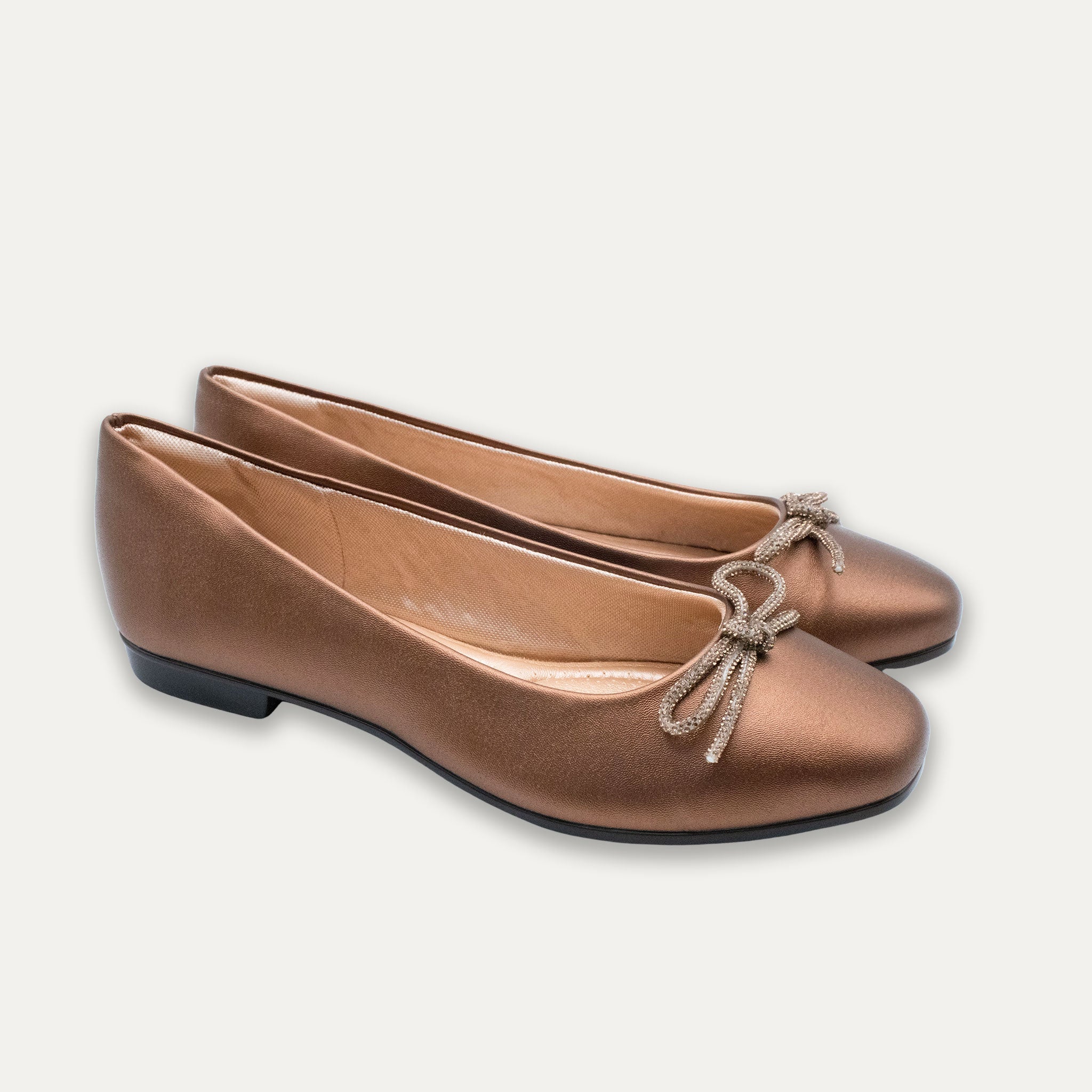 Lucia Metallic Bow Ballet Flats Bronze