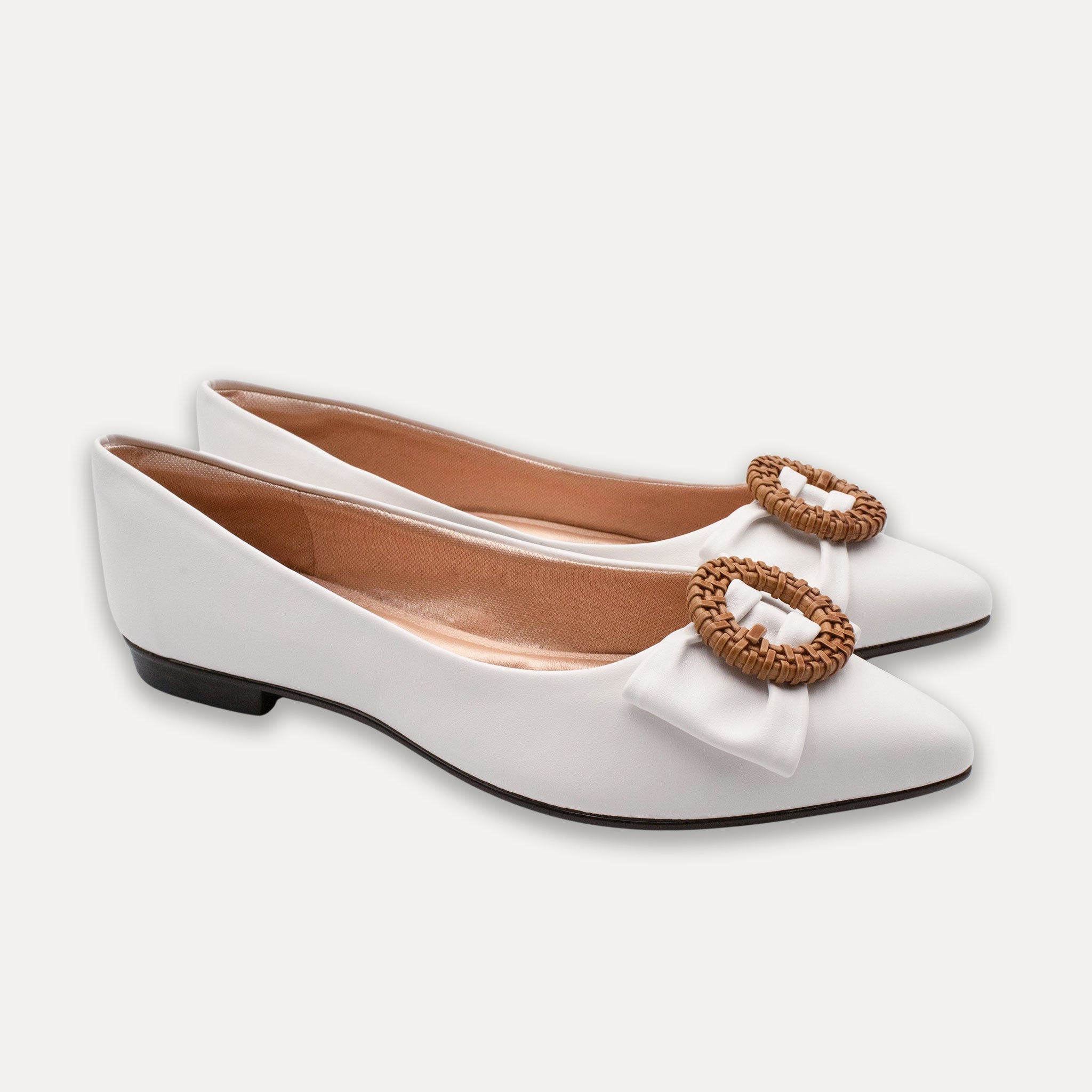 Tatiana Pointed Toe Flats White