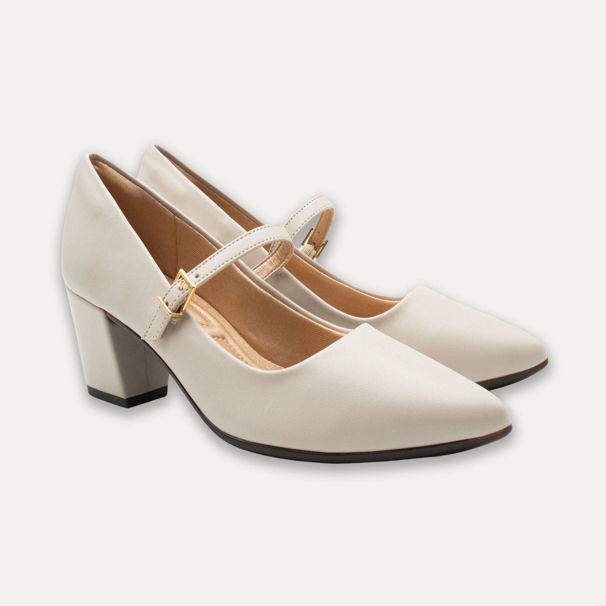 Vanina Off-White Mary Jane Block Heels