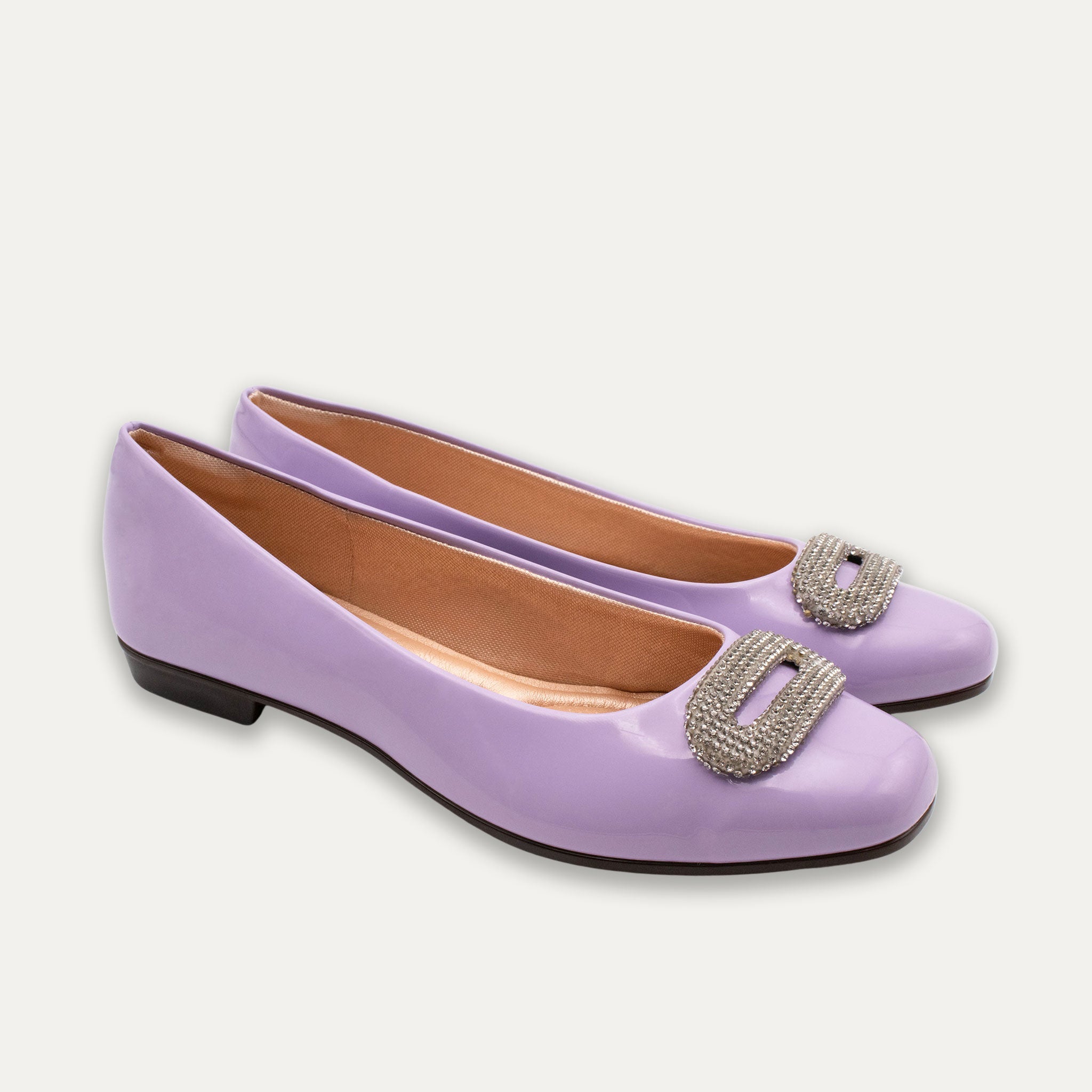 Adel Crystal Buckle Ballet Flats Mauve