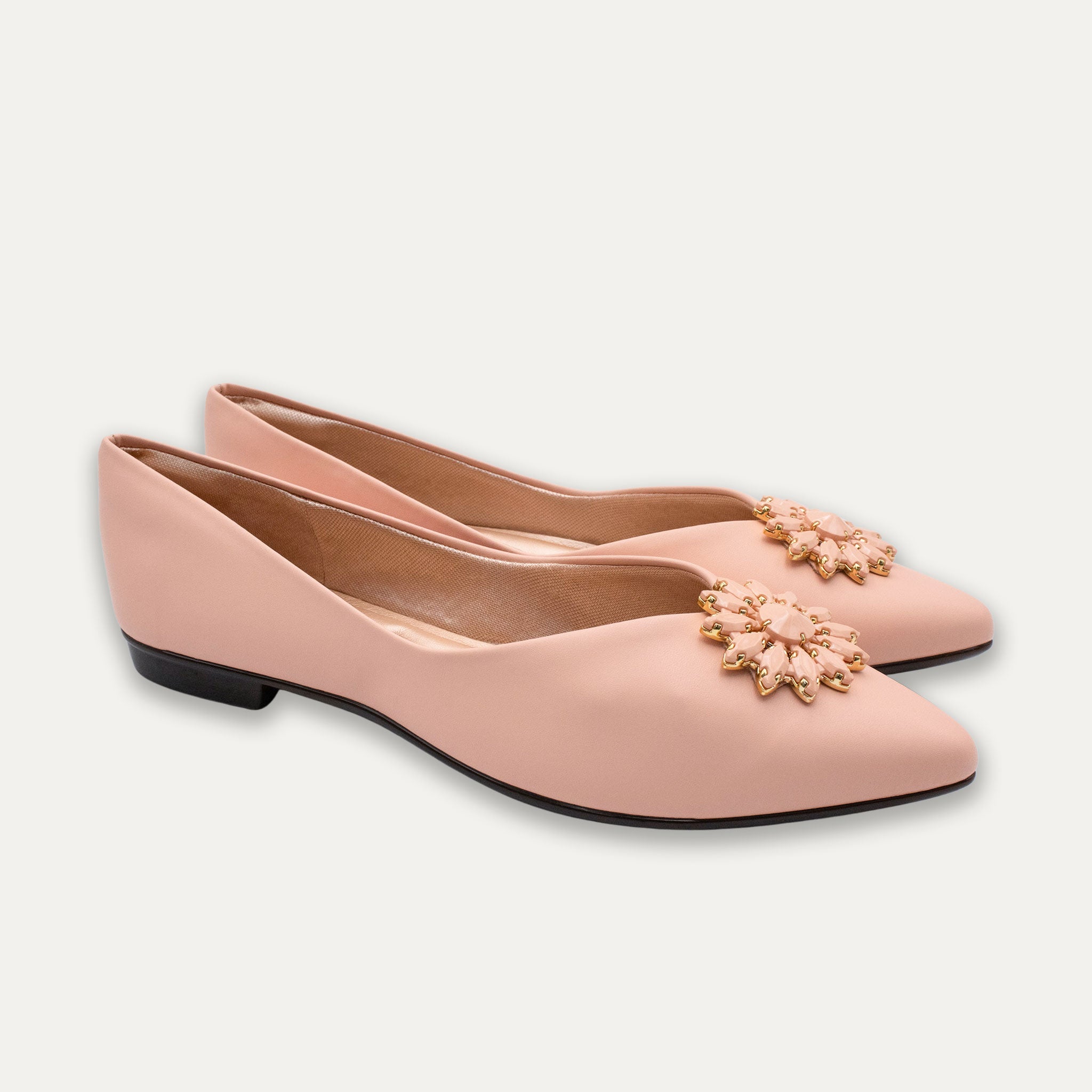 Estela Pointed Toe Flats Apricot