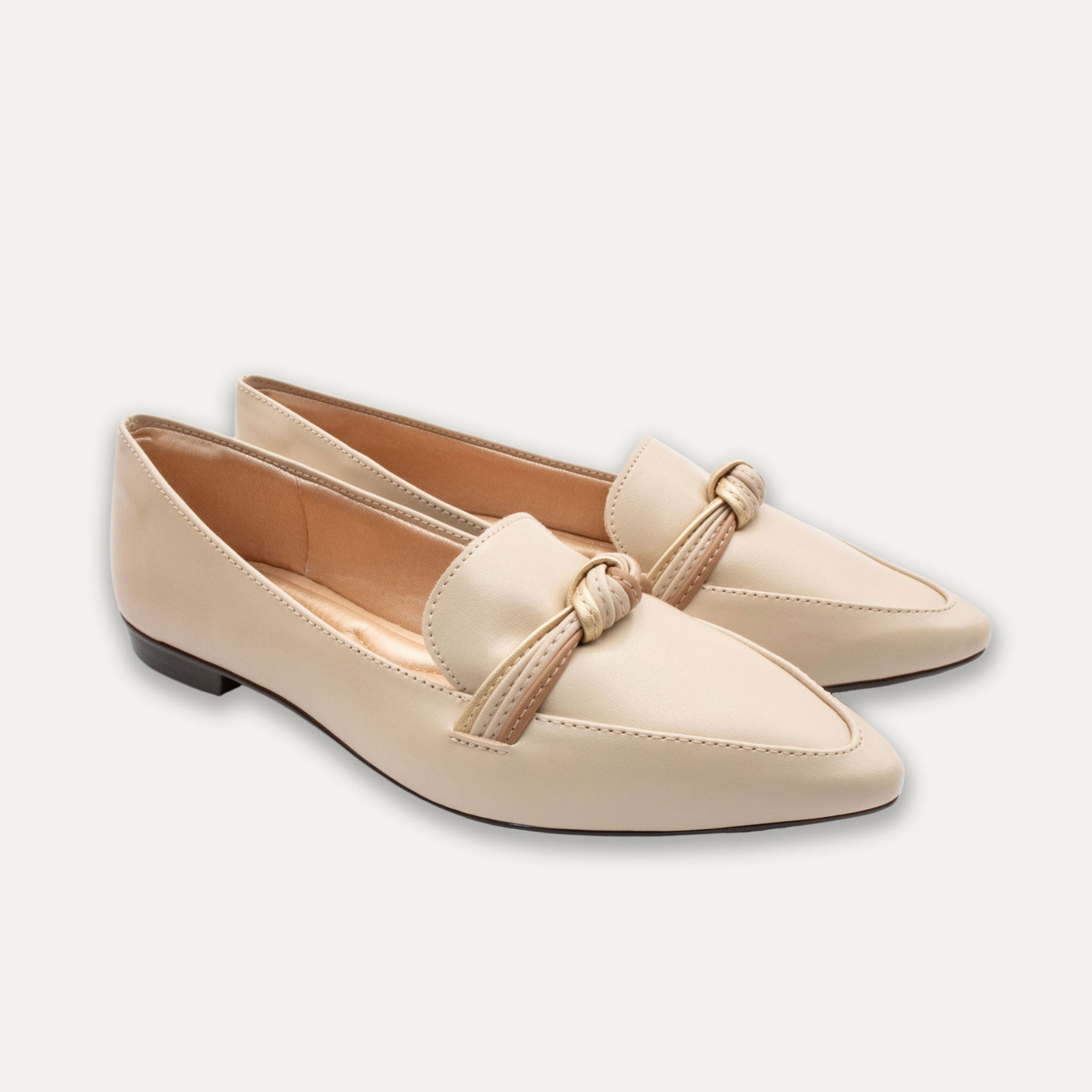 Leandra Cream Knotted Loafers