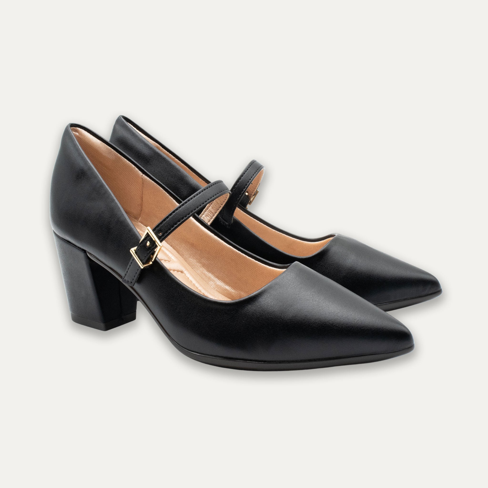Vanina Black Mary Jane Block Heels