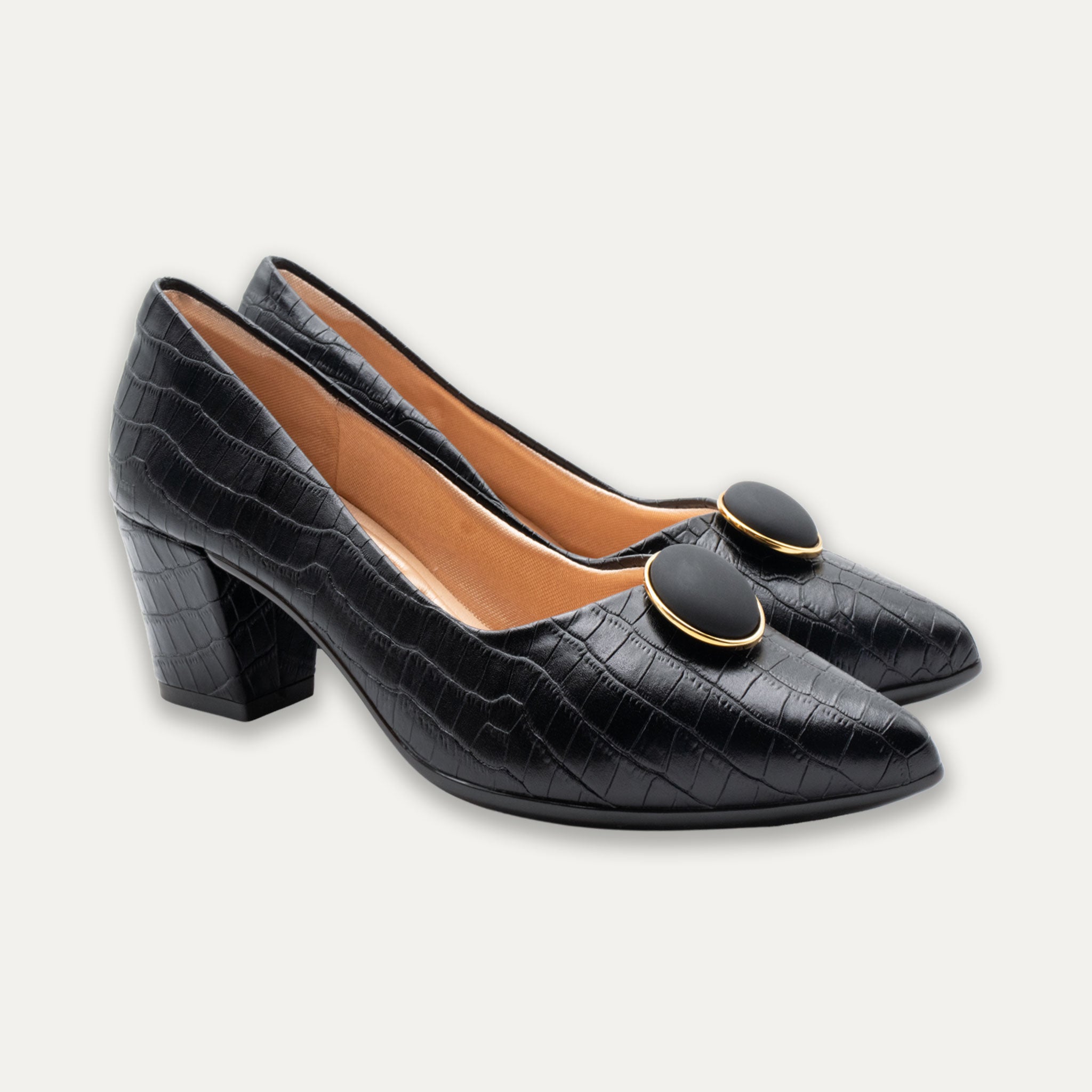 Vania Black Pointed Toe Block Heels