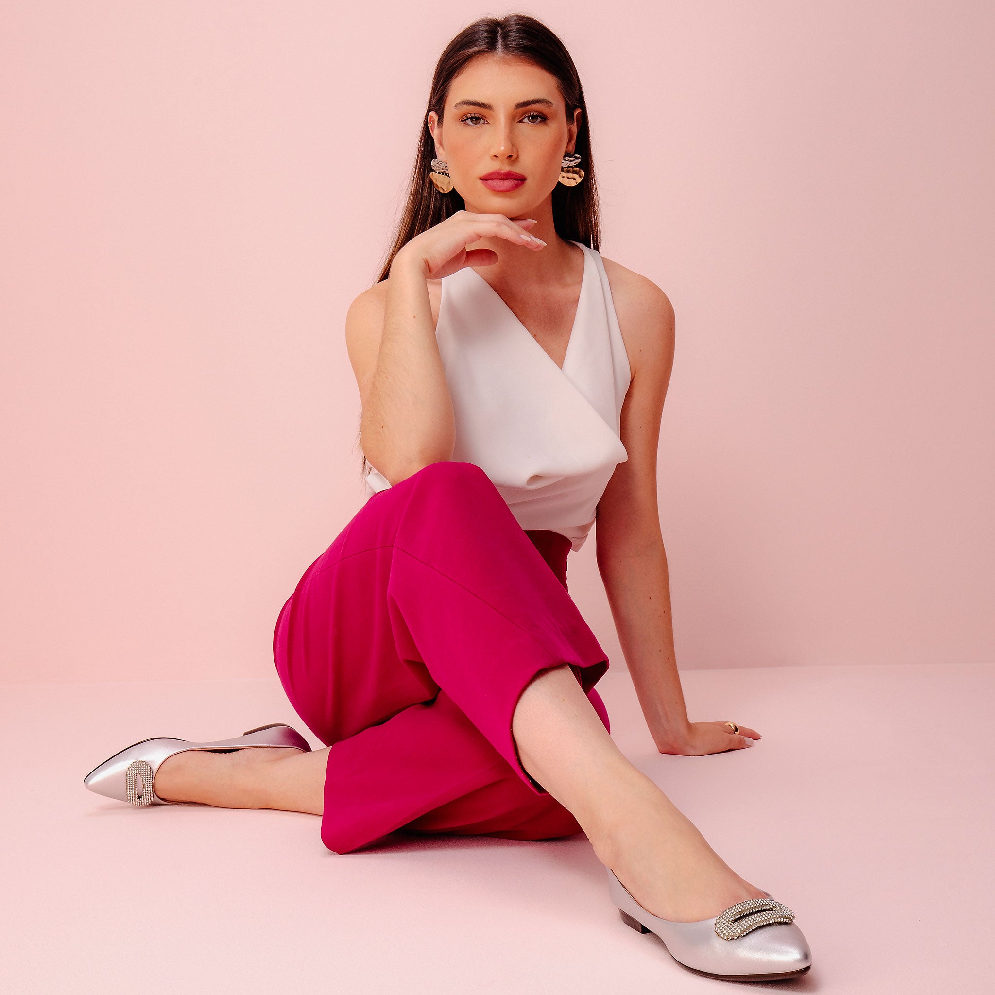 Adelina Pointed Toe Flats Light Silver