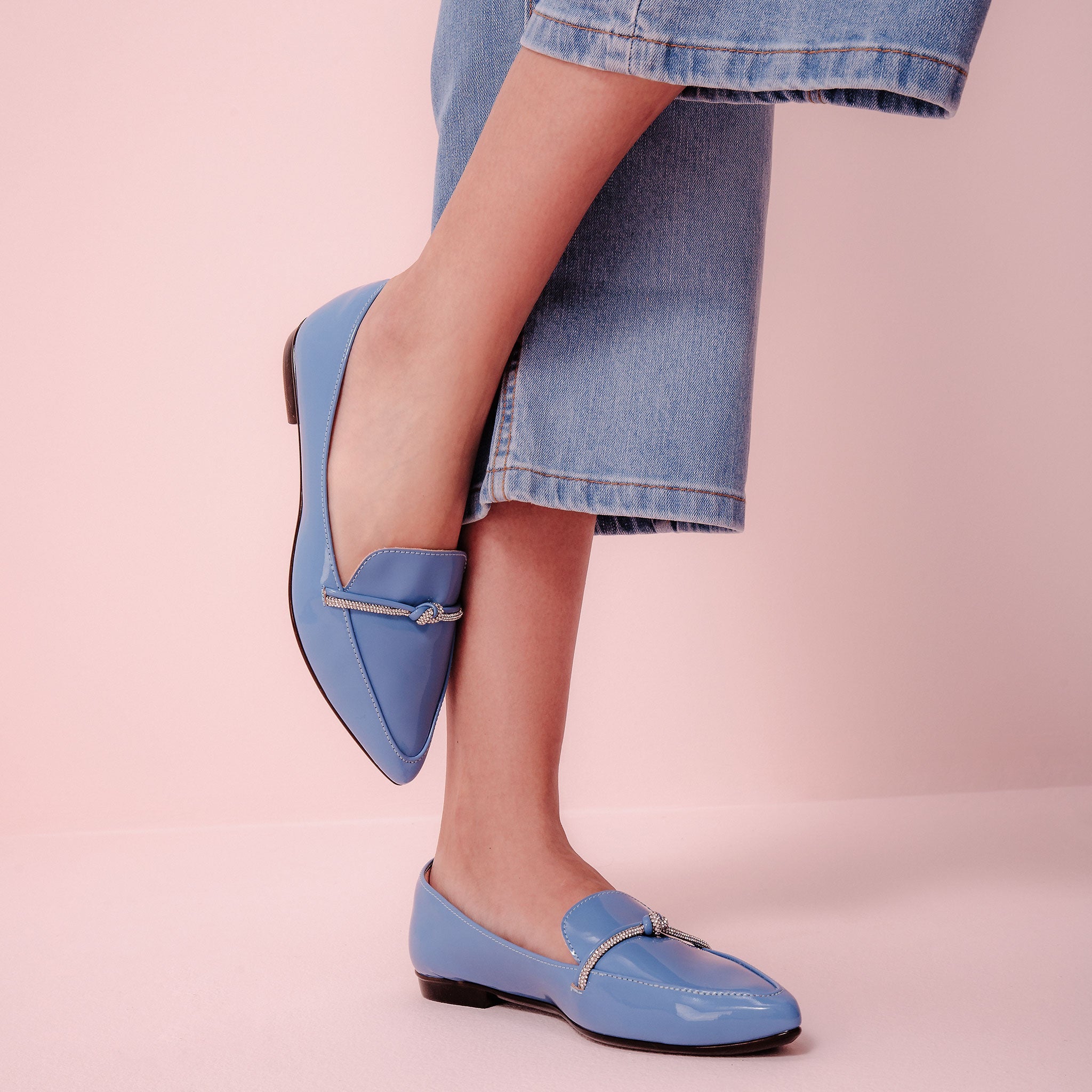 Viviana Pointed Toe Loafers Sky