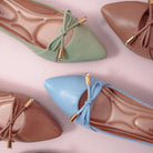 Josefina Pointed Toe Flats Matcha