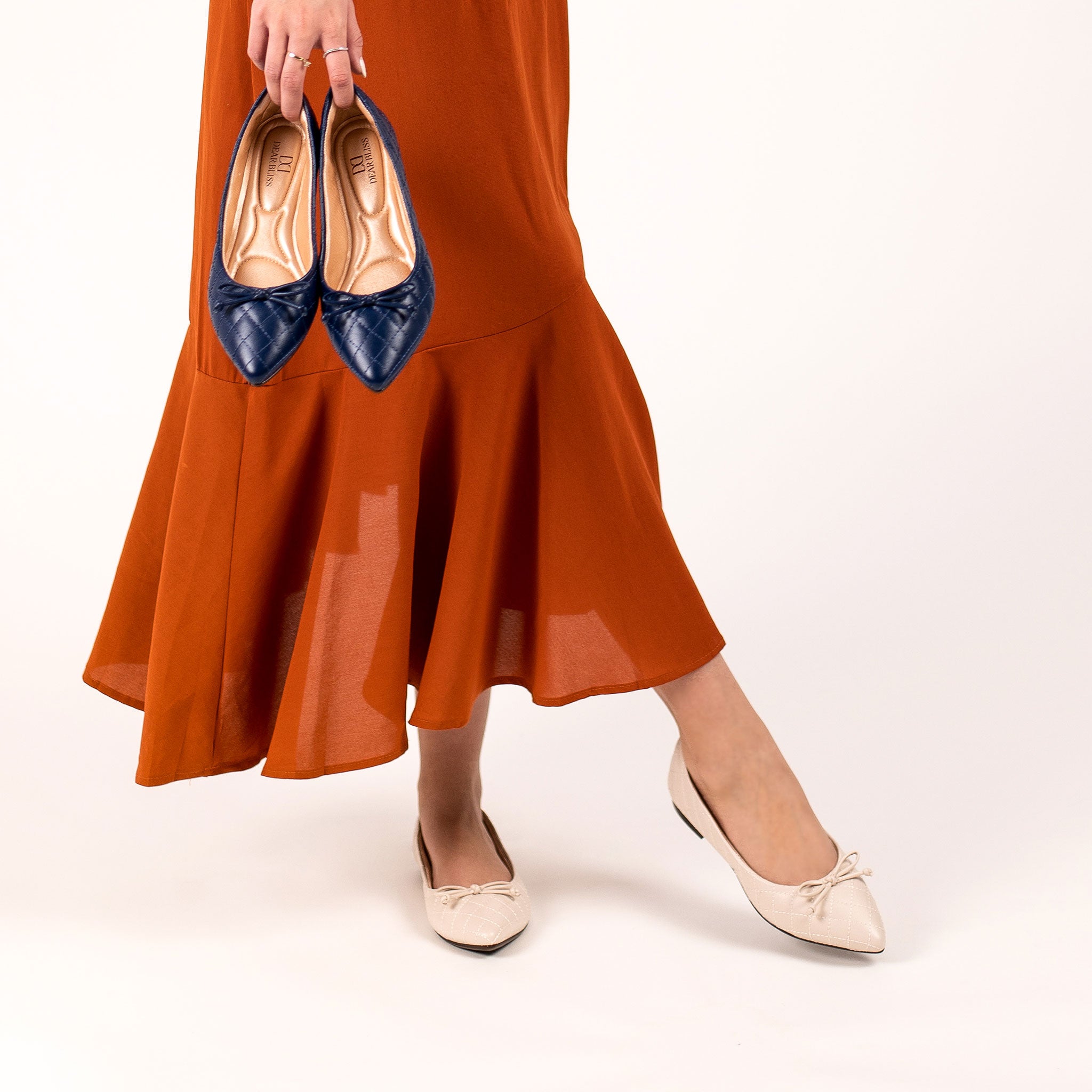 Adriana Bow Pointed Toe Flats Indigo