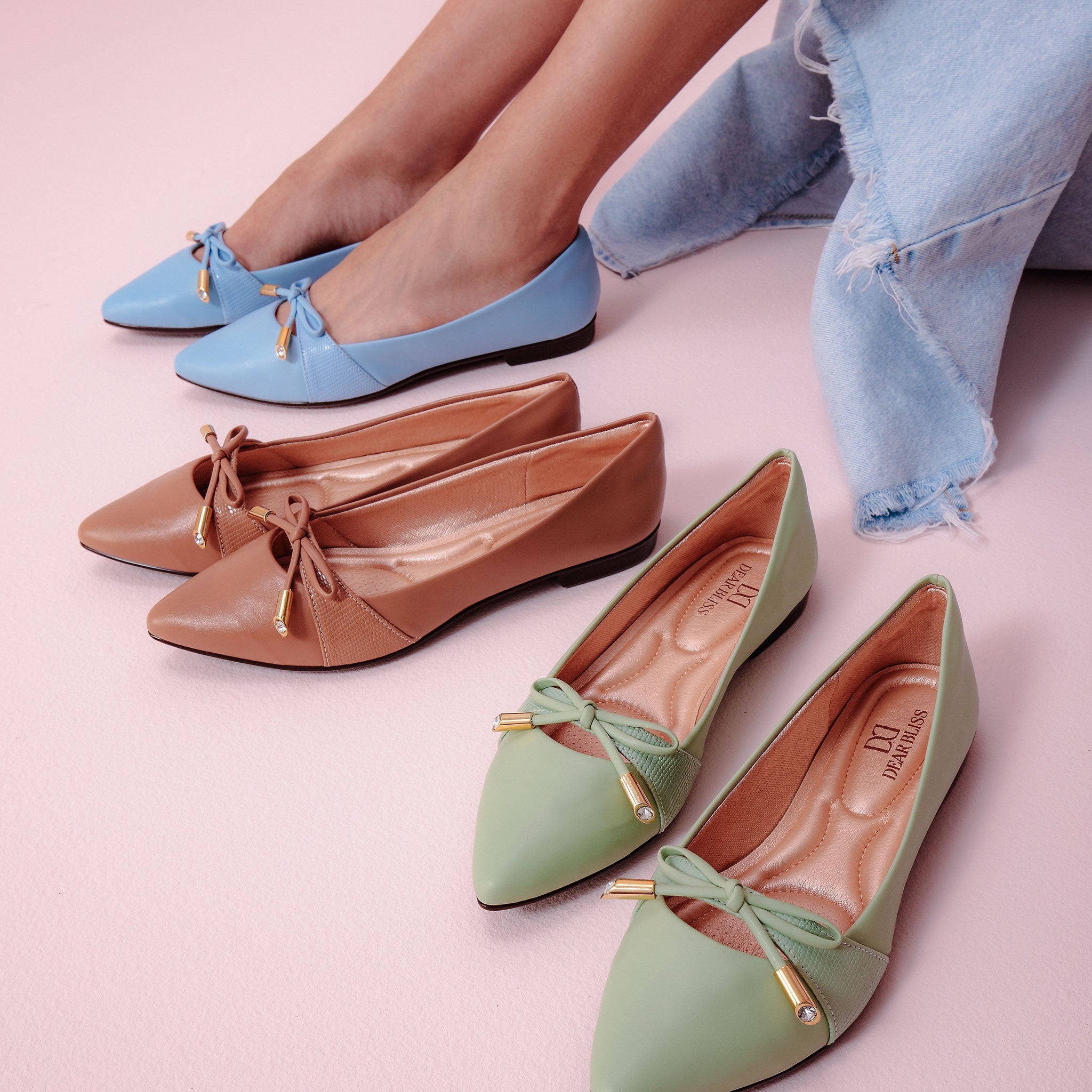 Josefina Pointed Toe Flats Matcha