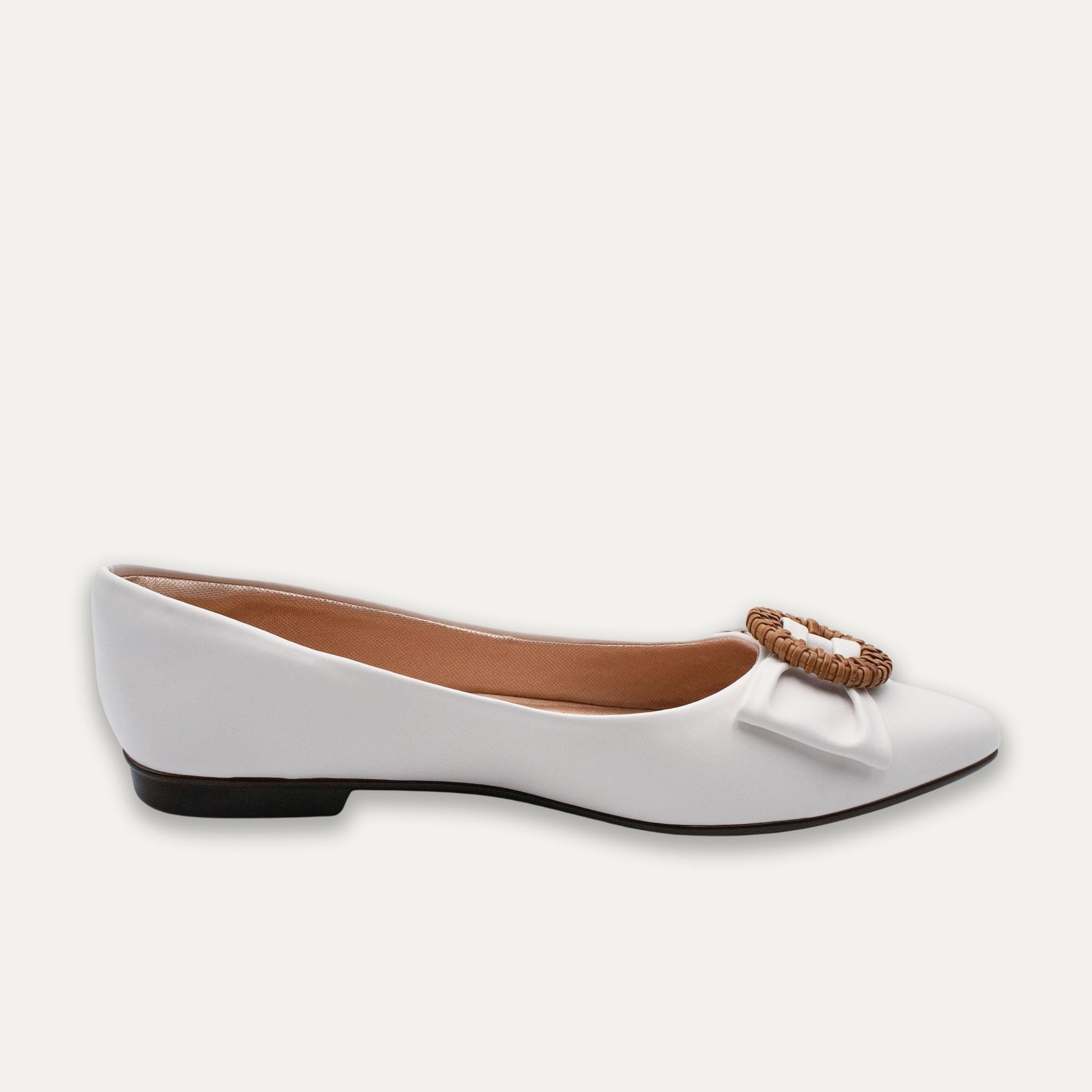 Tatiana Pointed Toe Flats White