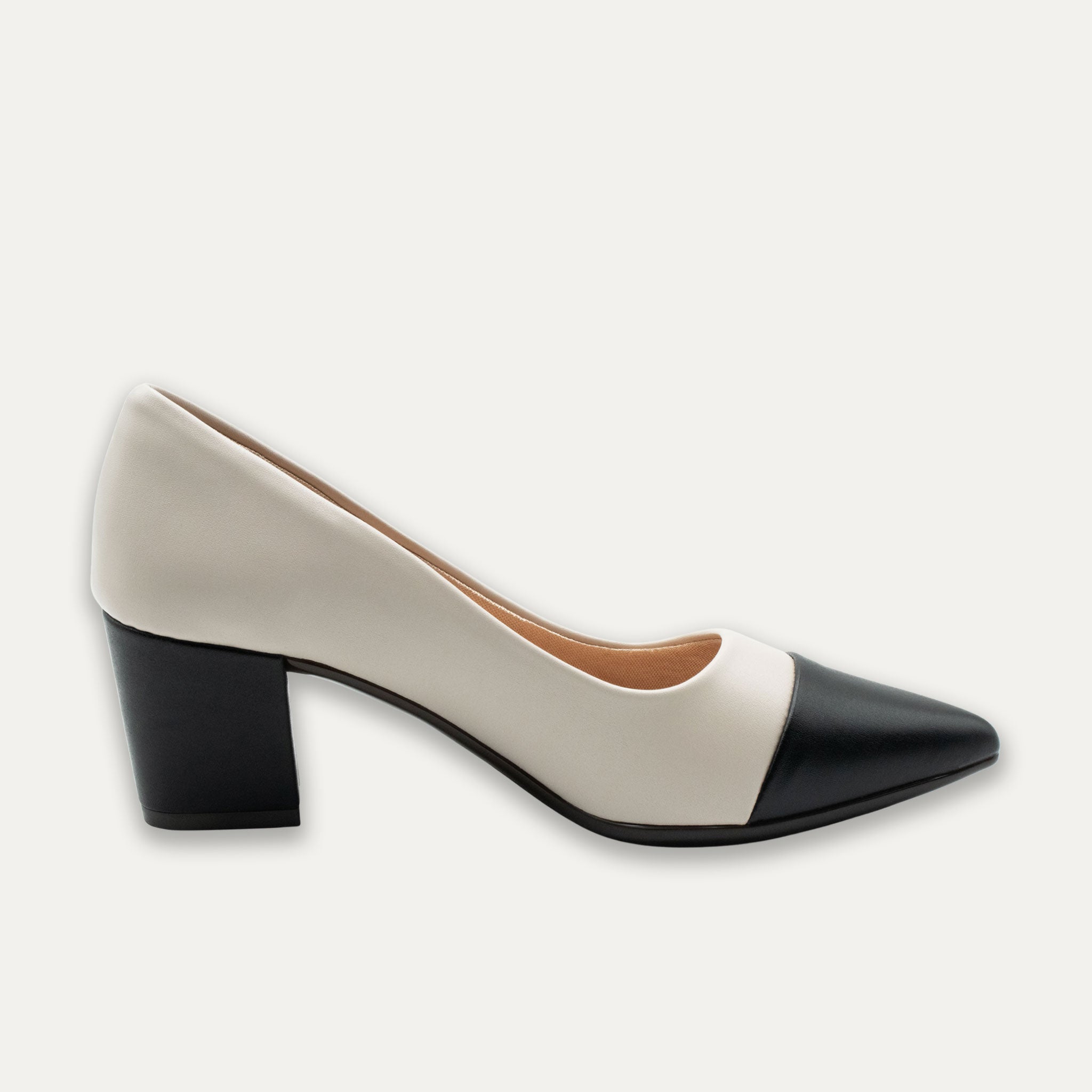 Vilma Two-Tone Off-White Block Heels