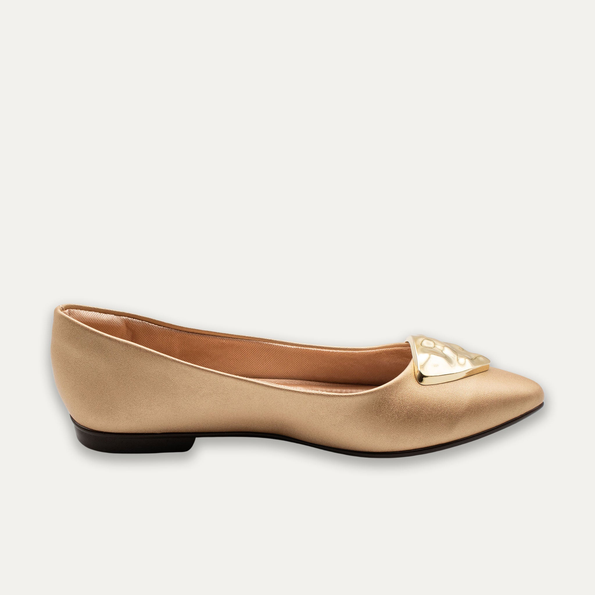 Elena Pointed Toe Flats Gold