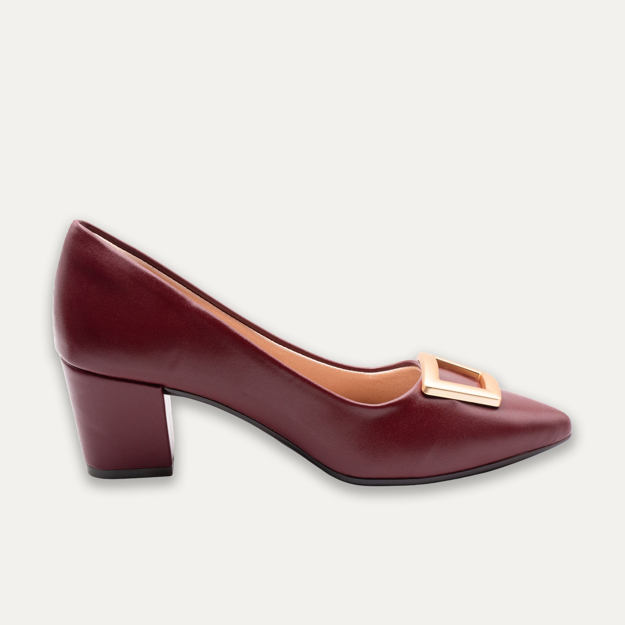Verena Burgundy Pointed Toe Block Heels