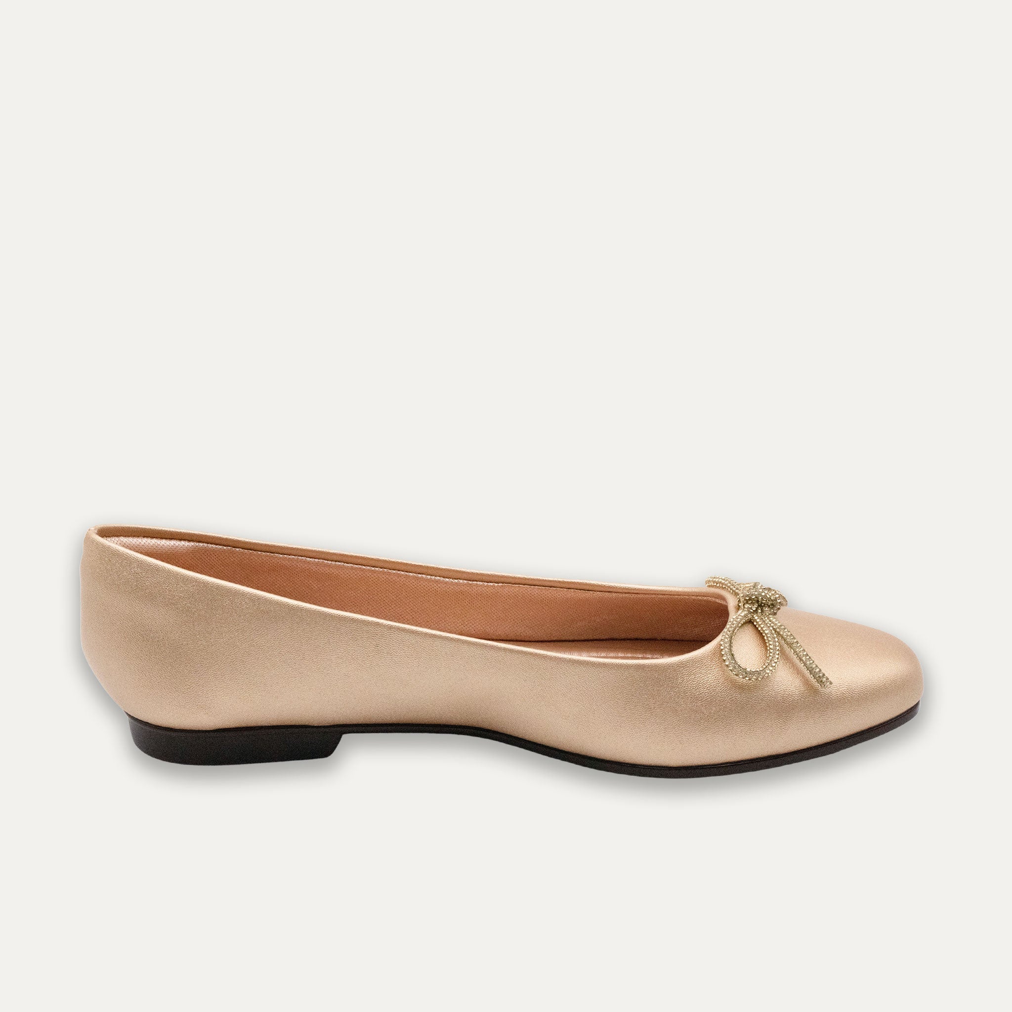 Lucia Metallic Bow Ballet Flats Light Gold