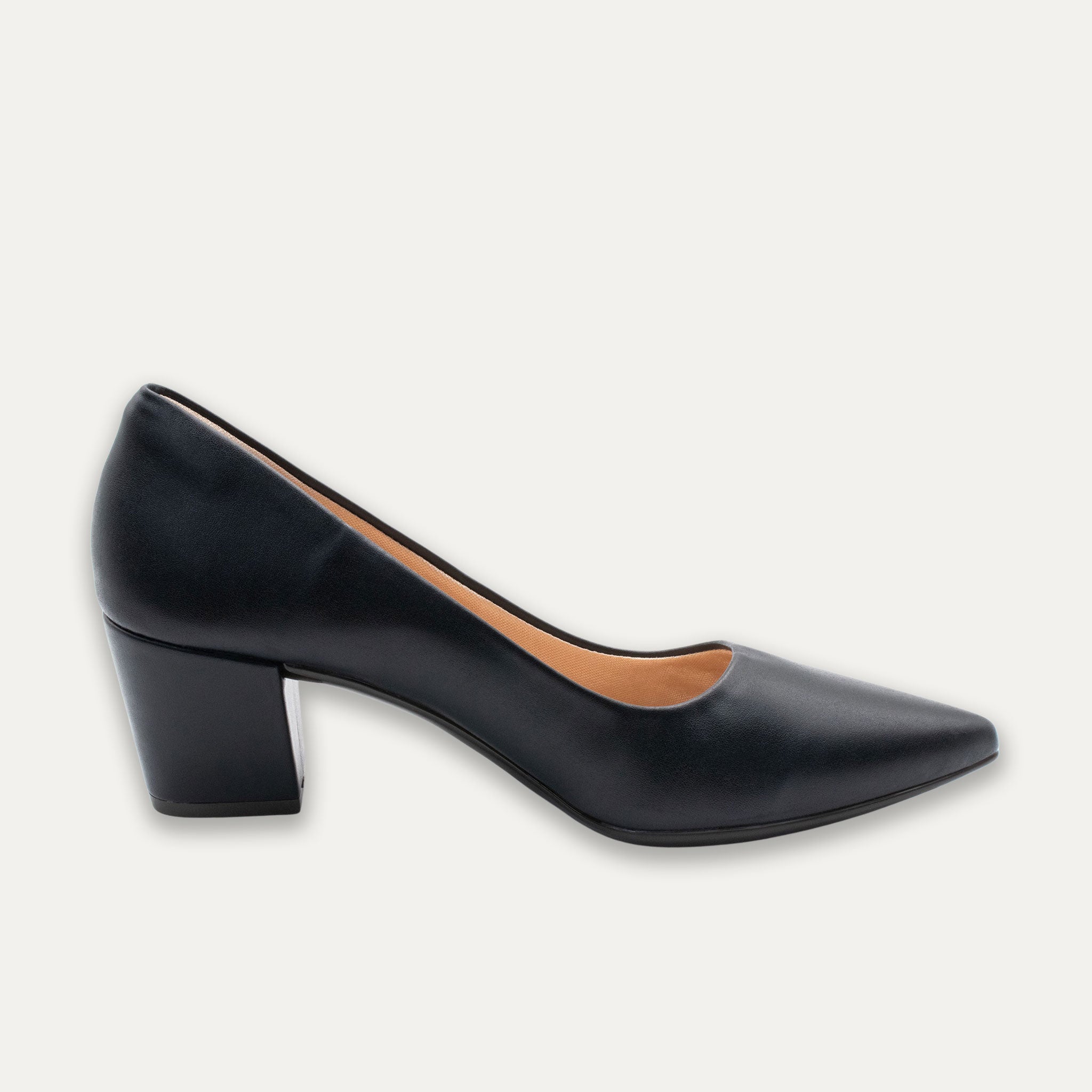 Valeria Black Pointed Toe Block Heels
