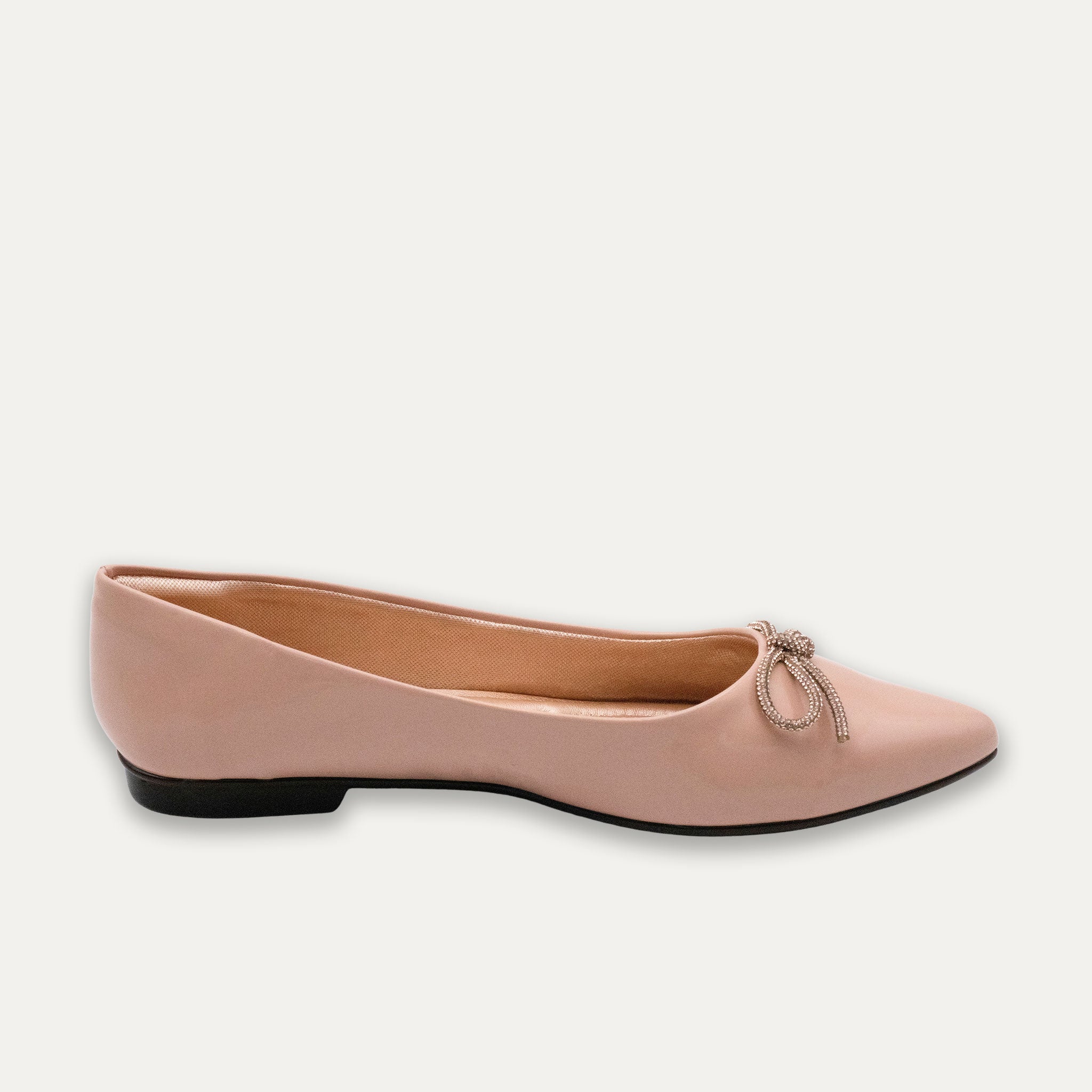 Luciana Crystal Bow Pointed Toe Flats Pele