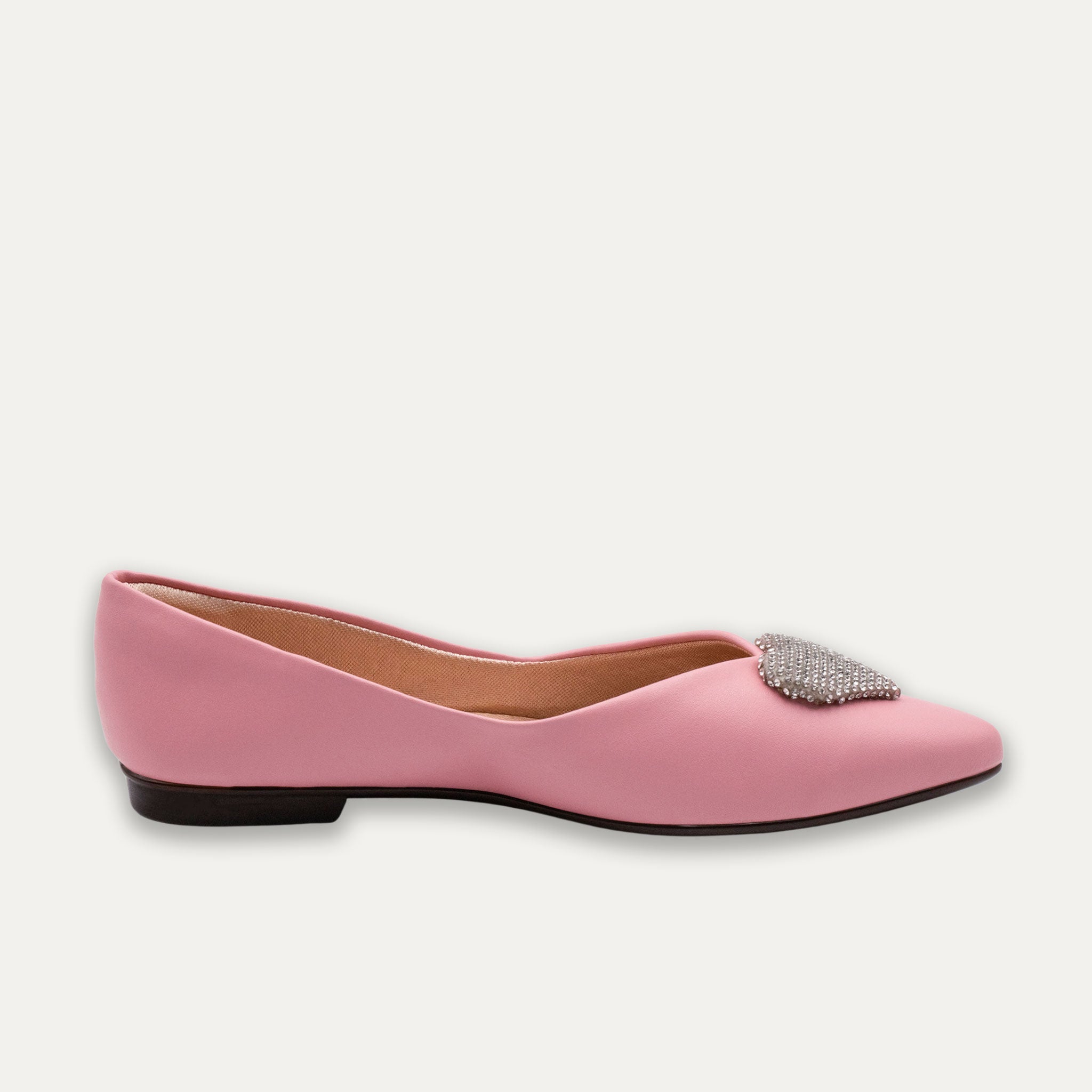 Leticia Heart Pointed Toe Flats Pink