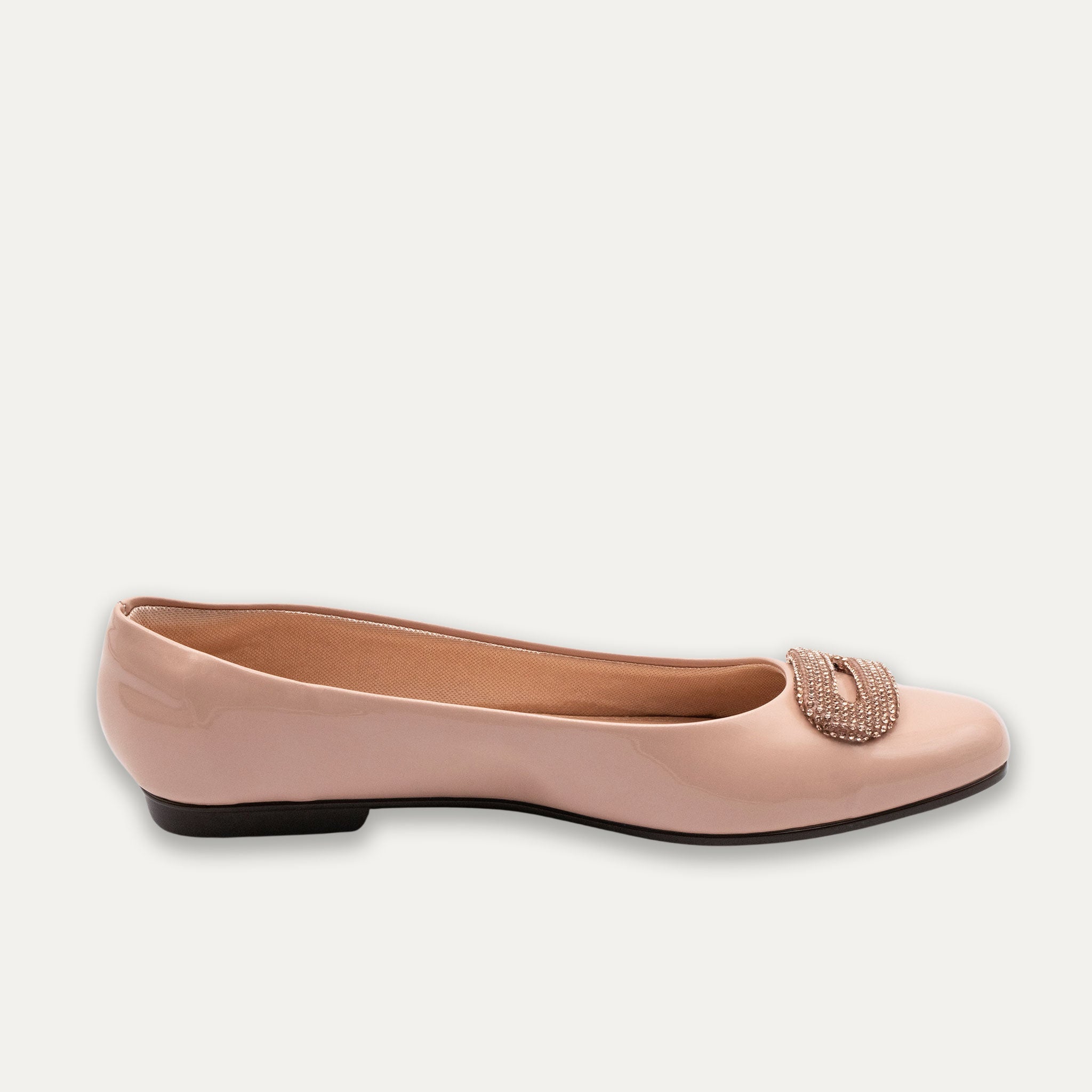 Adel Crystal Buckle Ballet Flats Pele