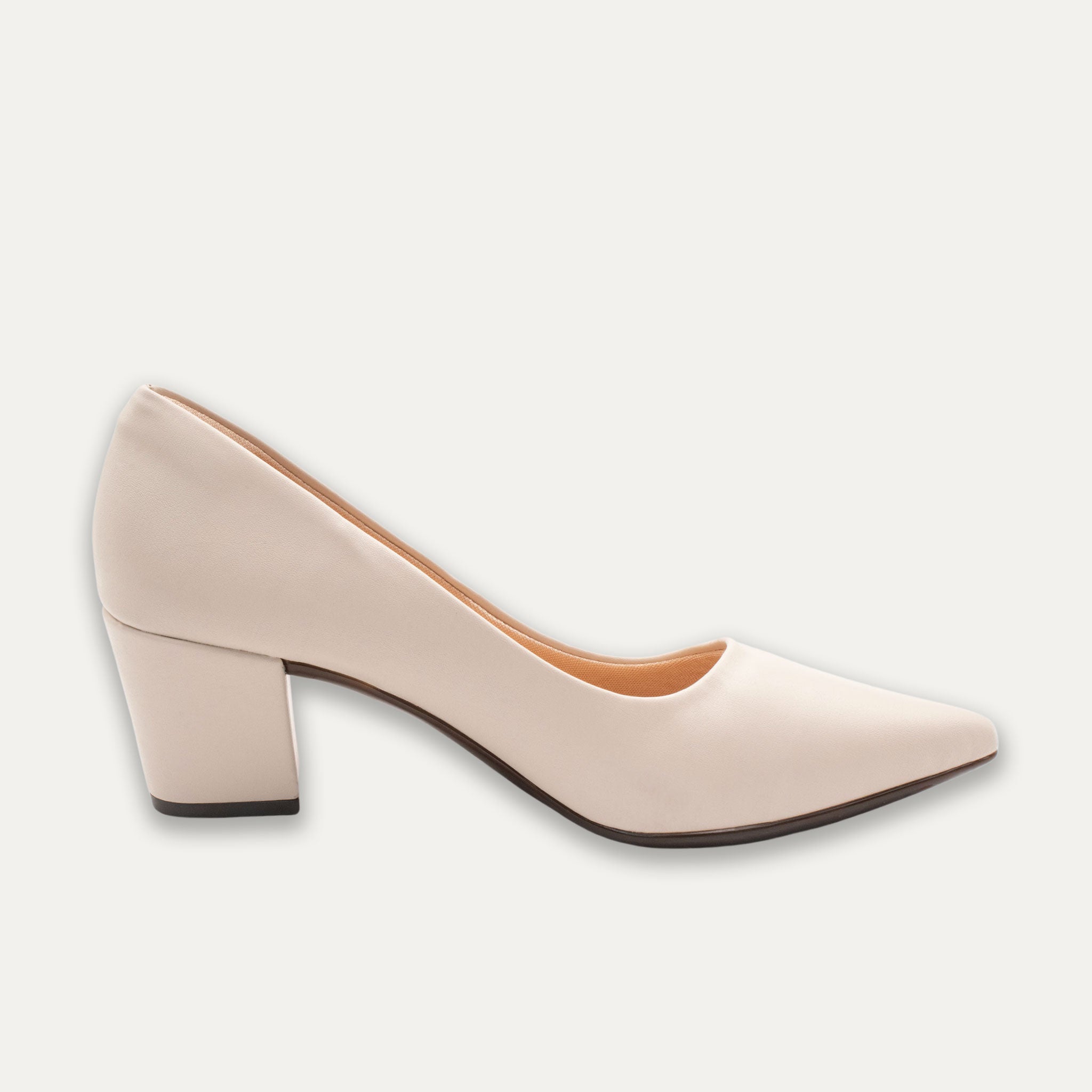 Valeria Off-White Pointed Toe Block Heels