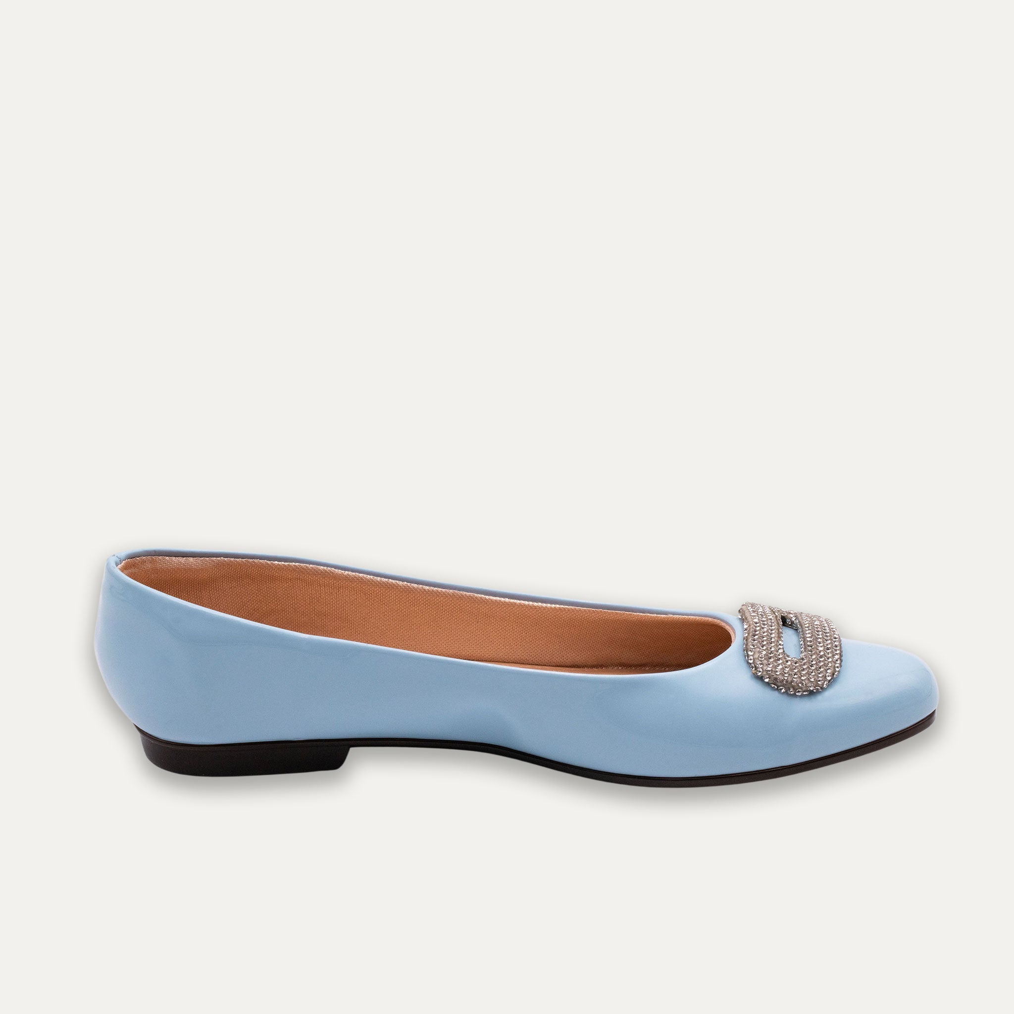 Adel Crystal Buckle Ballet Flats Blue