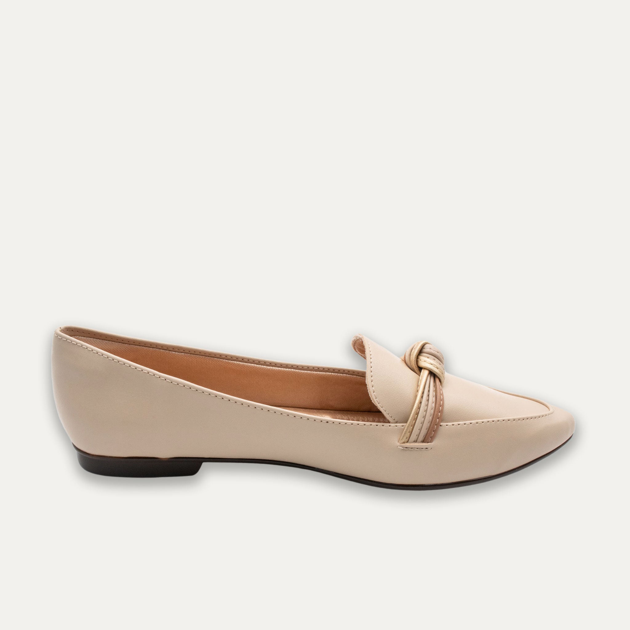 Leandra Cream Knotted Loafers