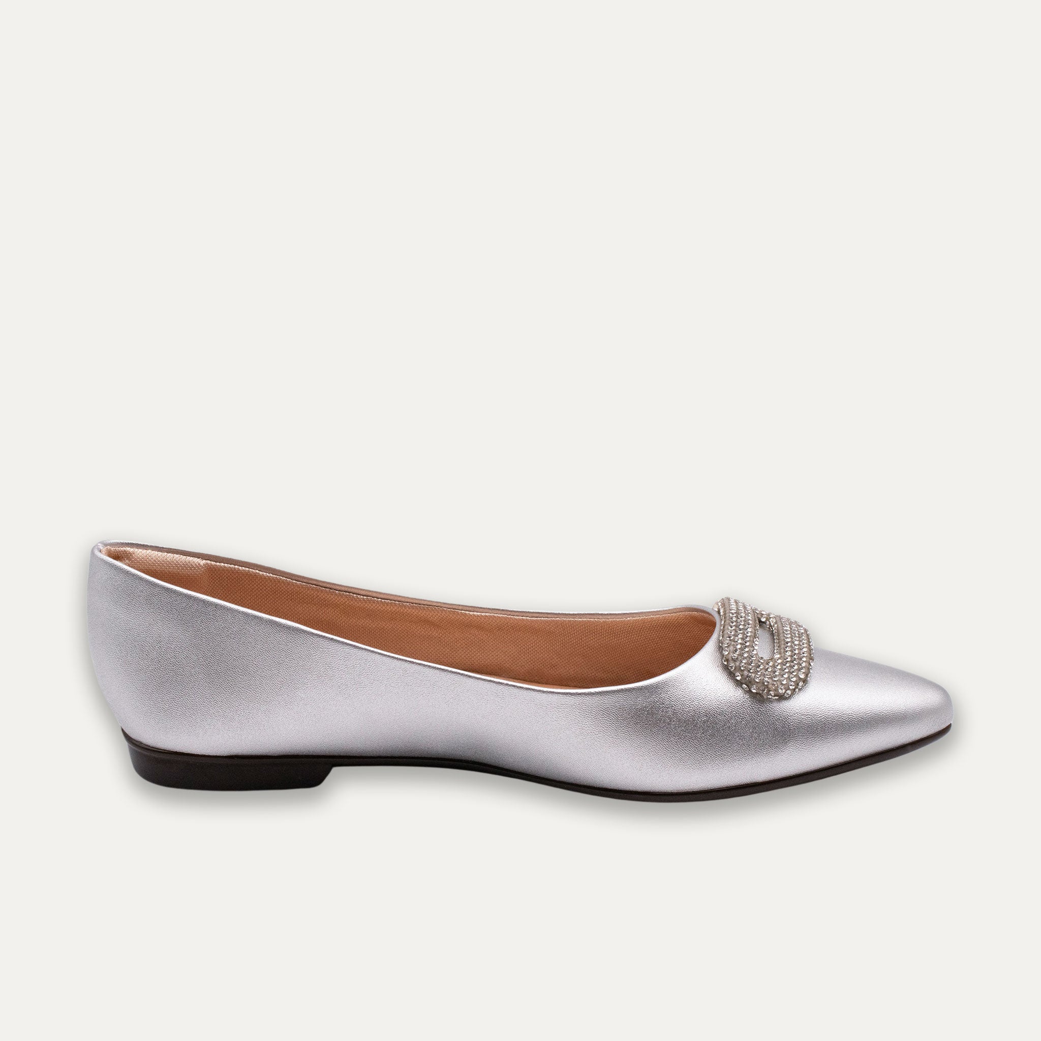 Adelina Pointed Toe Flats Light Silver