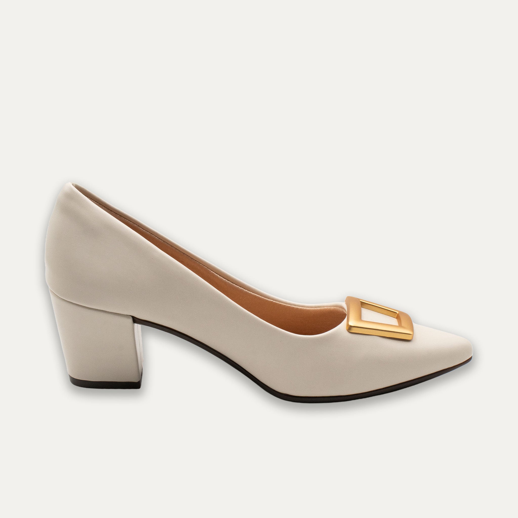 Verena Off-White Pointed Toe Block Heels