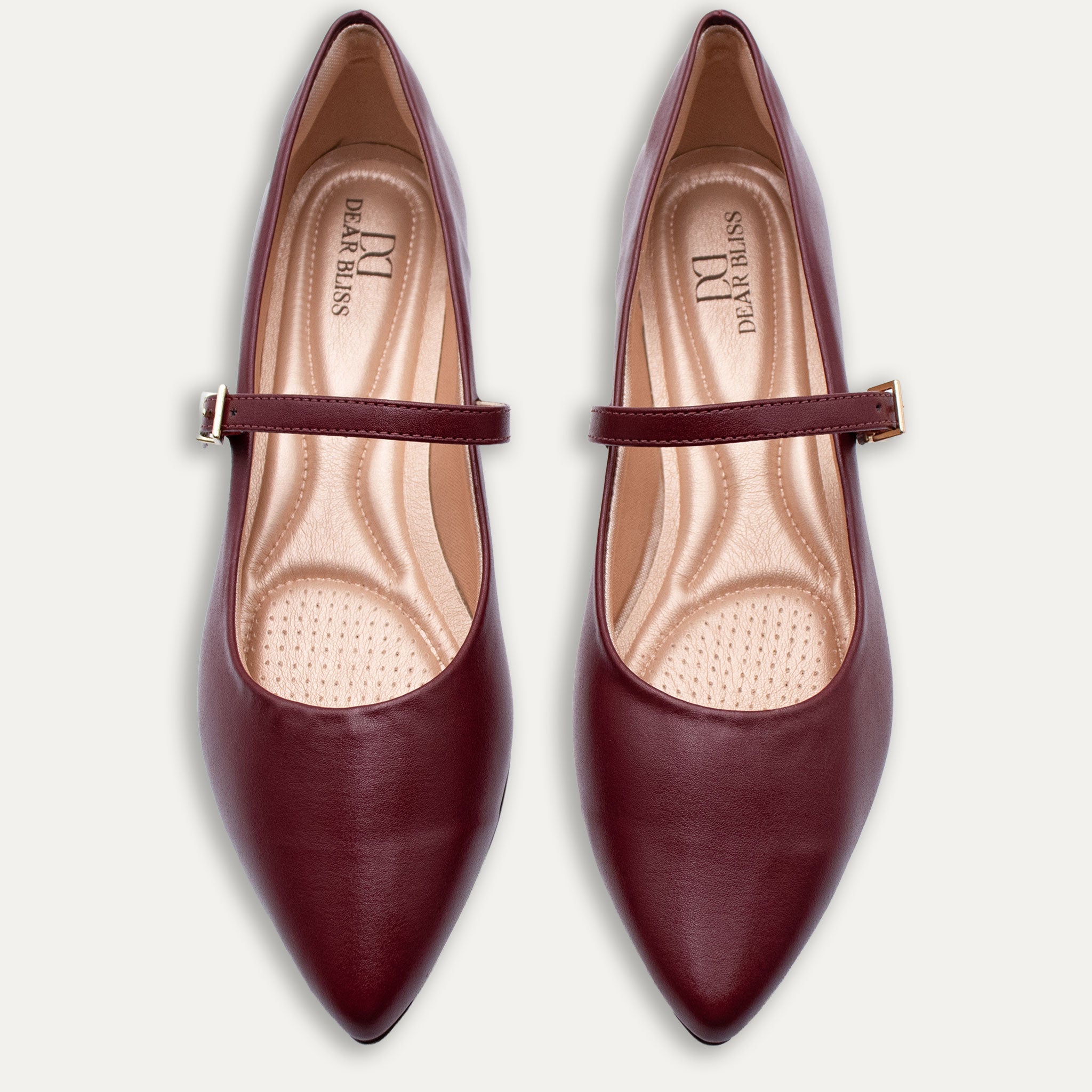 Mia Burgundy Mary Jane Pointed Flats