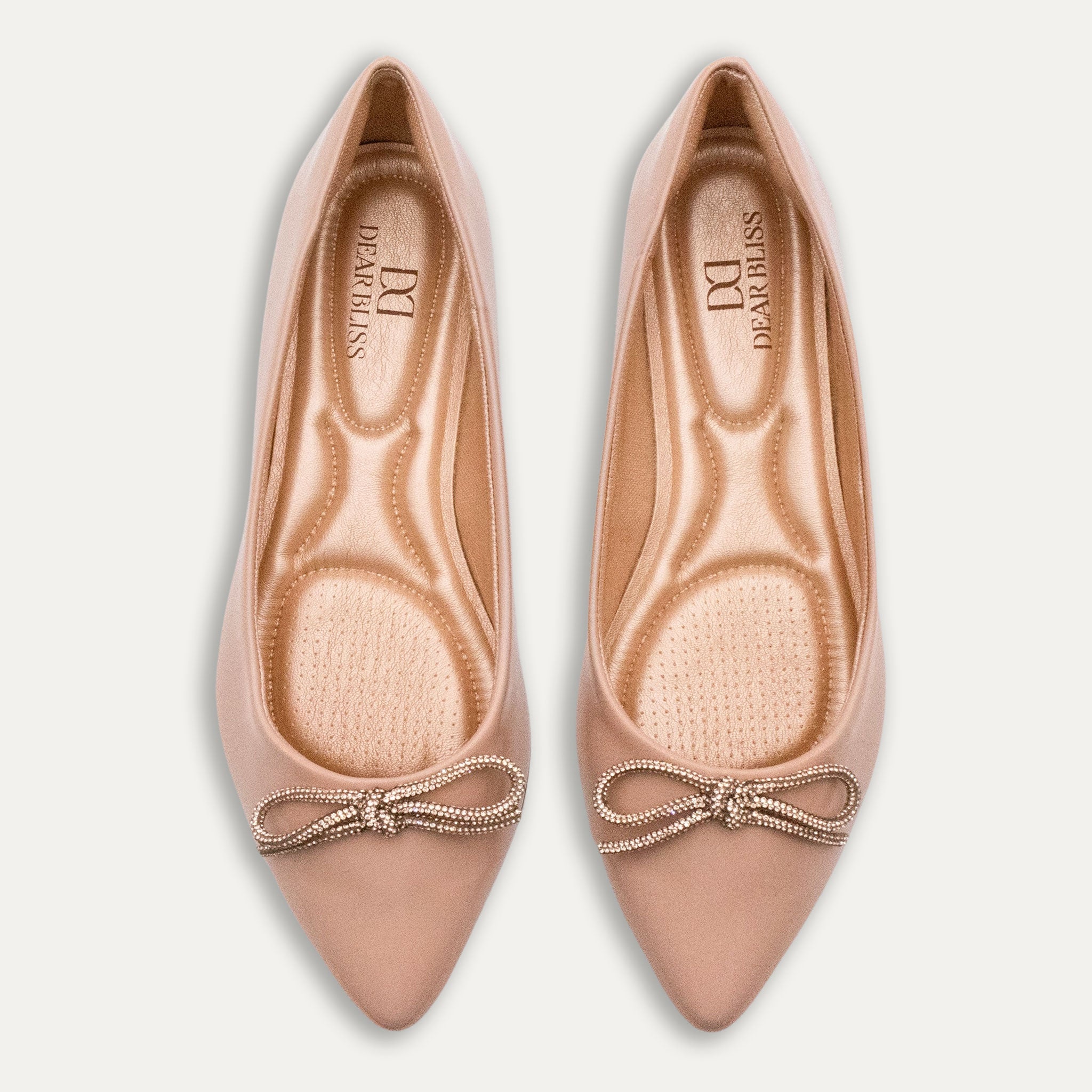 Luciana Crystal Bow Pointed Toe Flats Pele