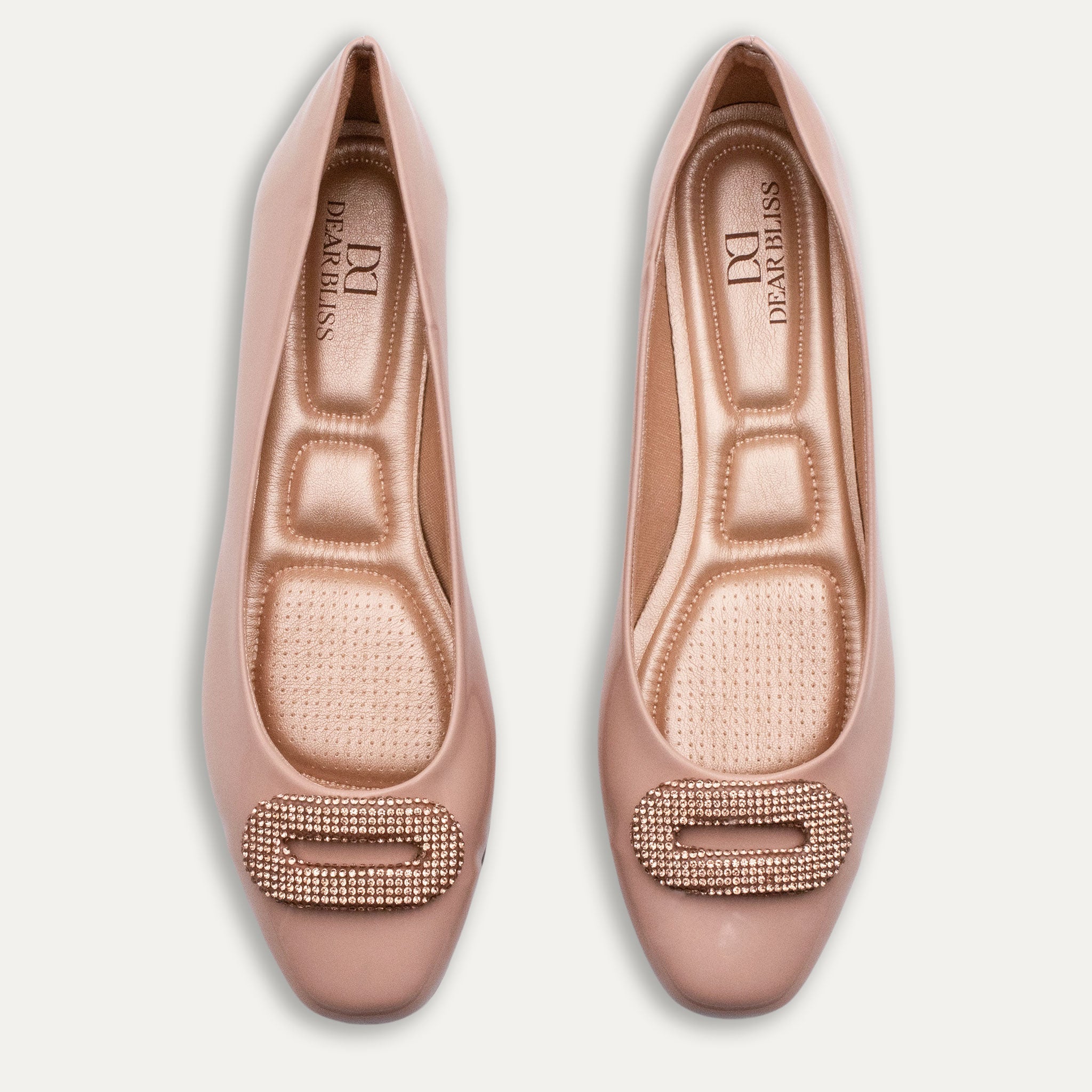 Adel Crystal Buckle Ballet Flats Pele
